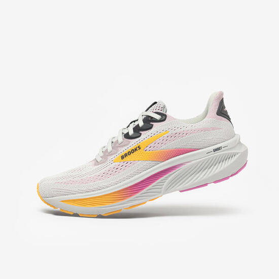 Zapatillas de running mujer, Brooks Ghost 17 gris claro y rosa