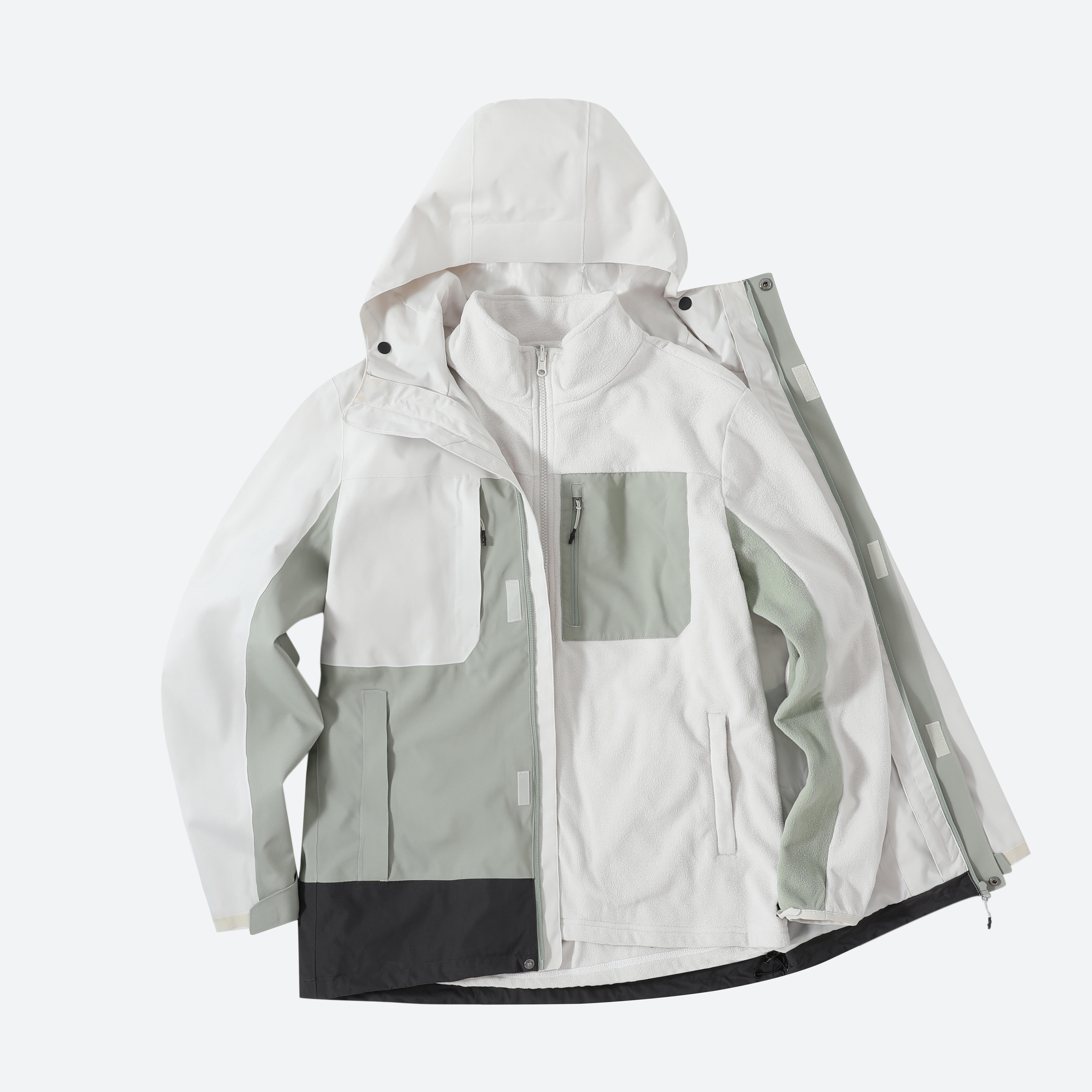Men's Travel 3 in 1 Winter Jacket Fleece 500 -5°C - Beige