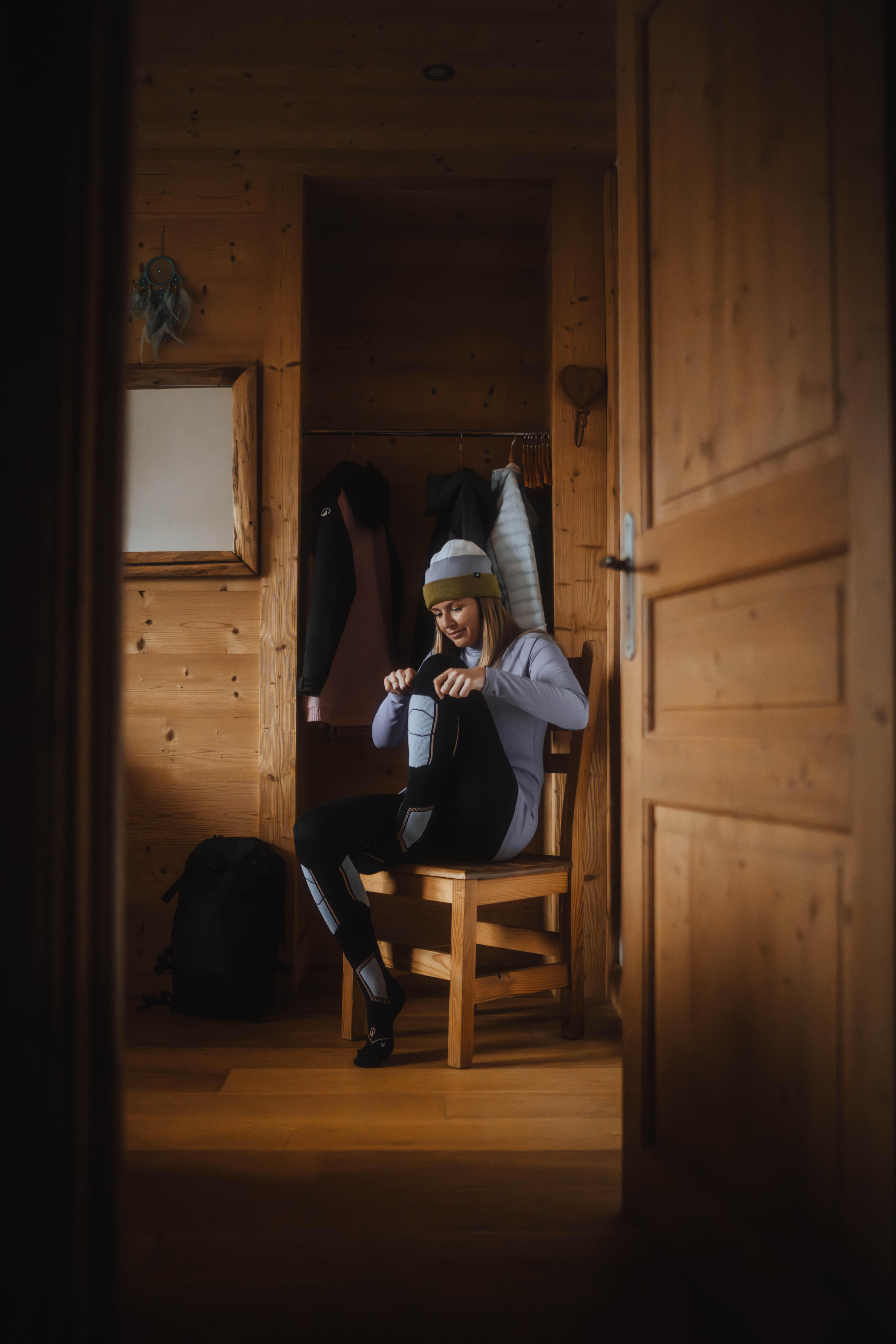 Chaussettes thermiques  de ski en laine Mérinos adulte, 500 noir et rose 6/6