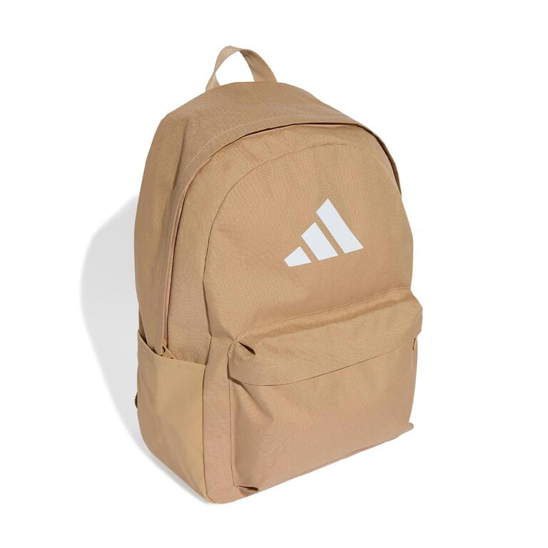 Bež Adidas ranac sa velikim belim logotipom na prednjoj strani.