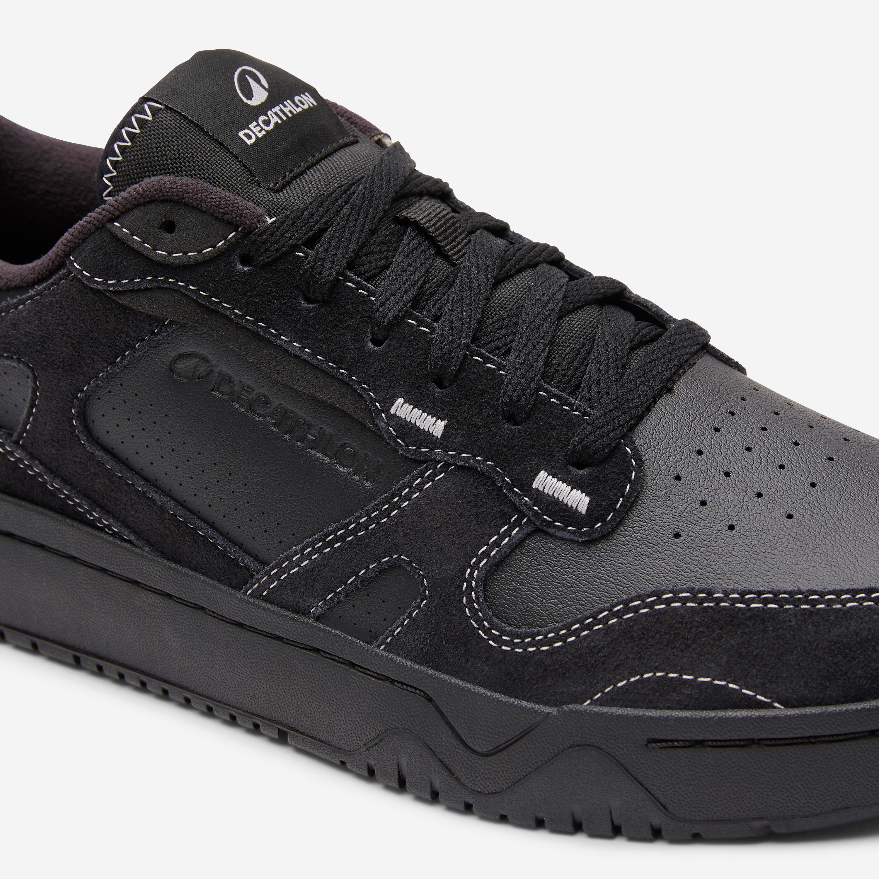 Sneakers camminata uomo CJ80 cuoio e scamosciato nere 4/8