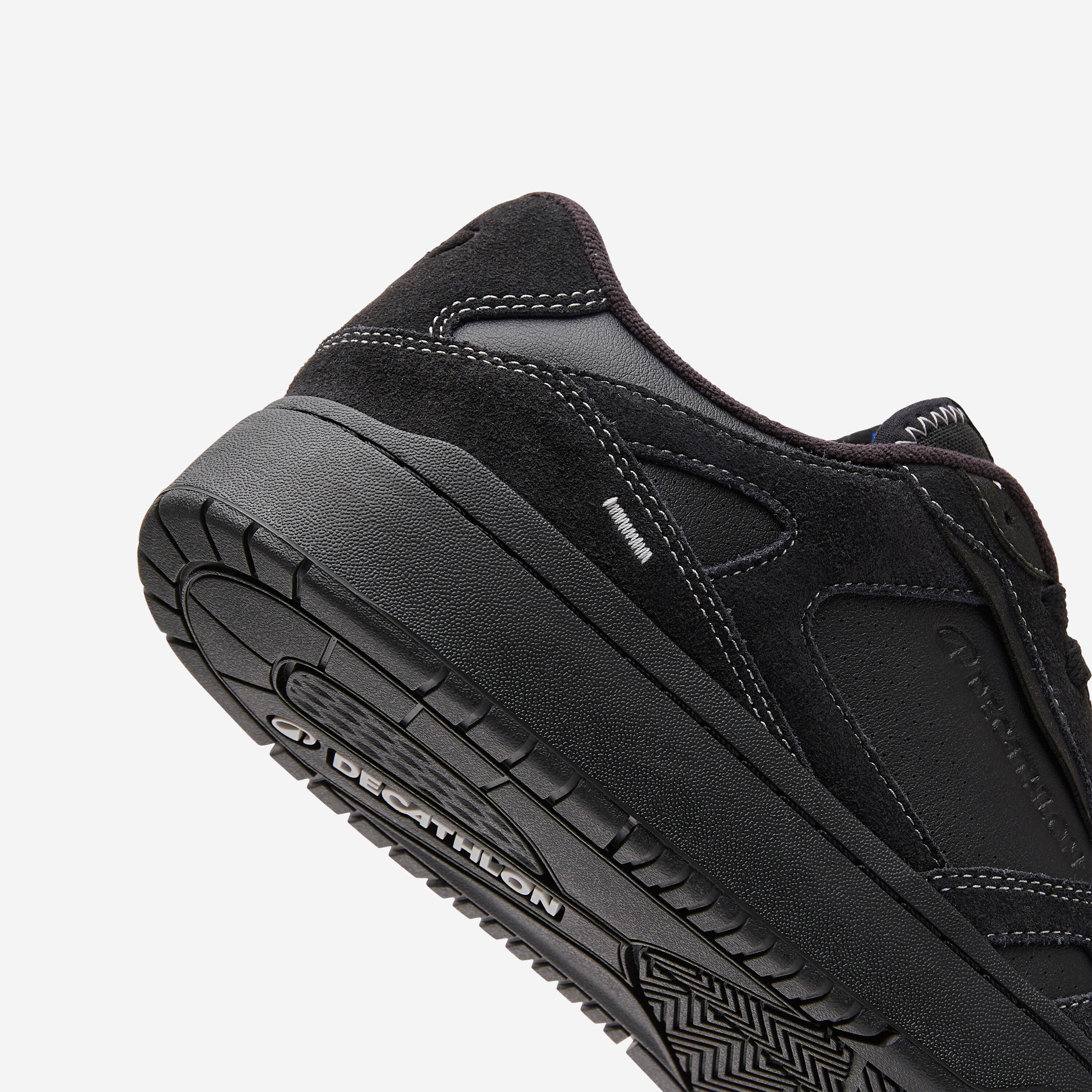 Sneakers camminata uomo CJ80 cuoio e scamosciato nere 3/8