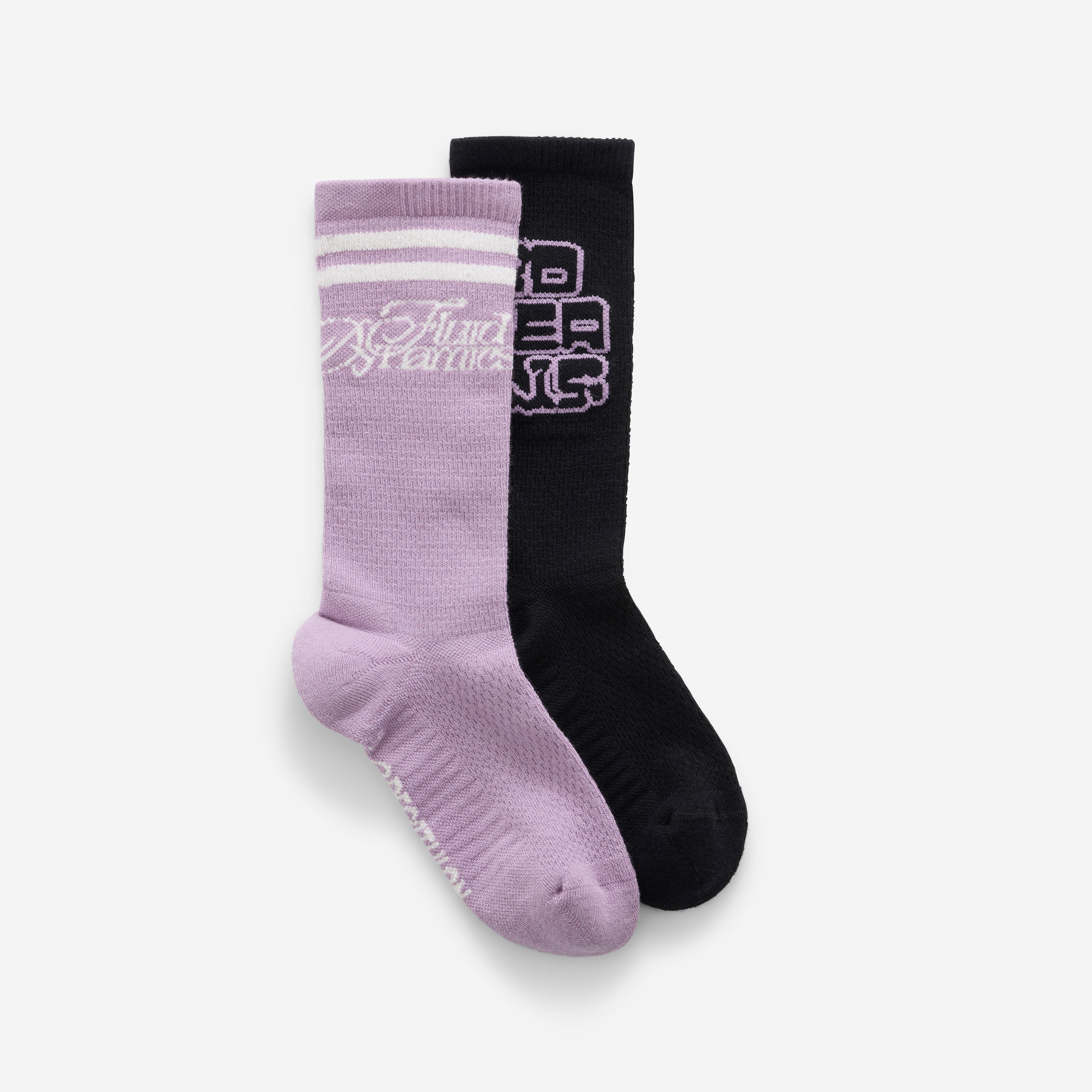 decathlon Mid-calf socks, black and purple, pack of 2-picture-18