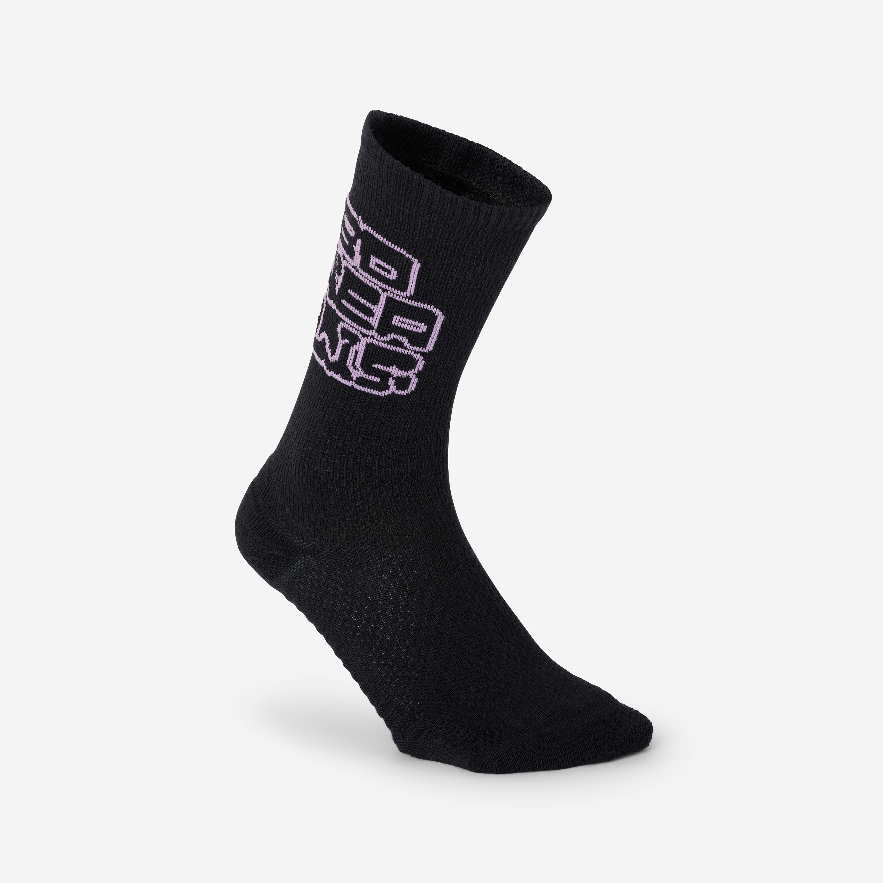 Mid-calf socks, black and purple, pack of 2