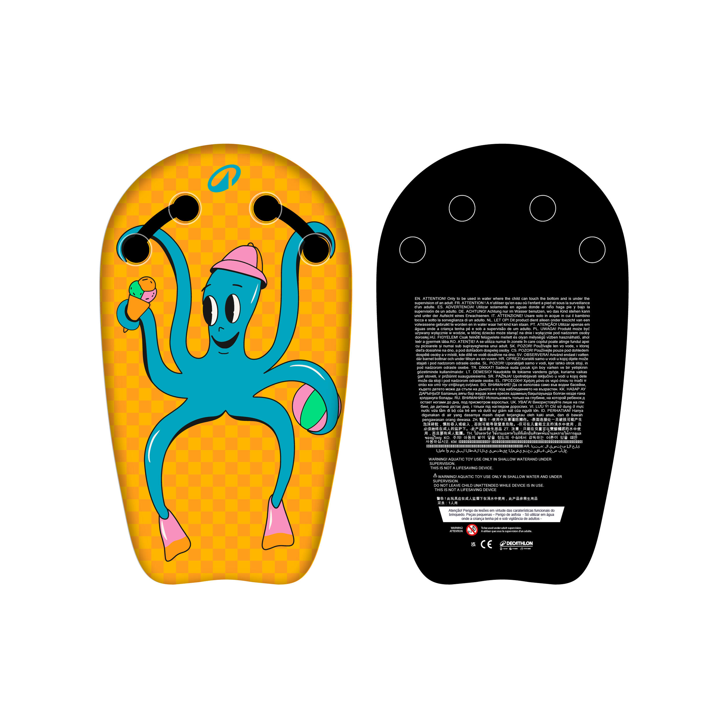 Kids’ bodyboard 4-8 years Bodyatu Poulpy yellow handles