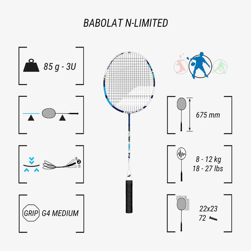 Rachetă de Badminton, N-Limited 2027 albastru alb