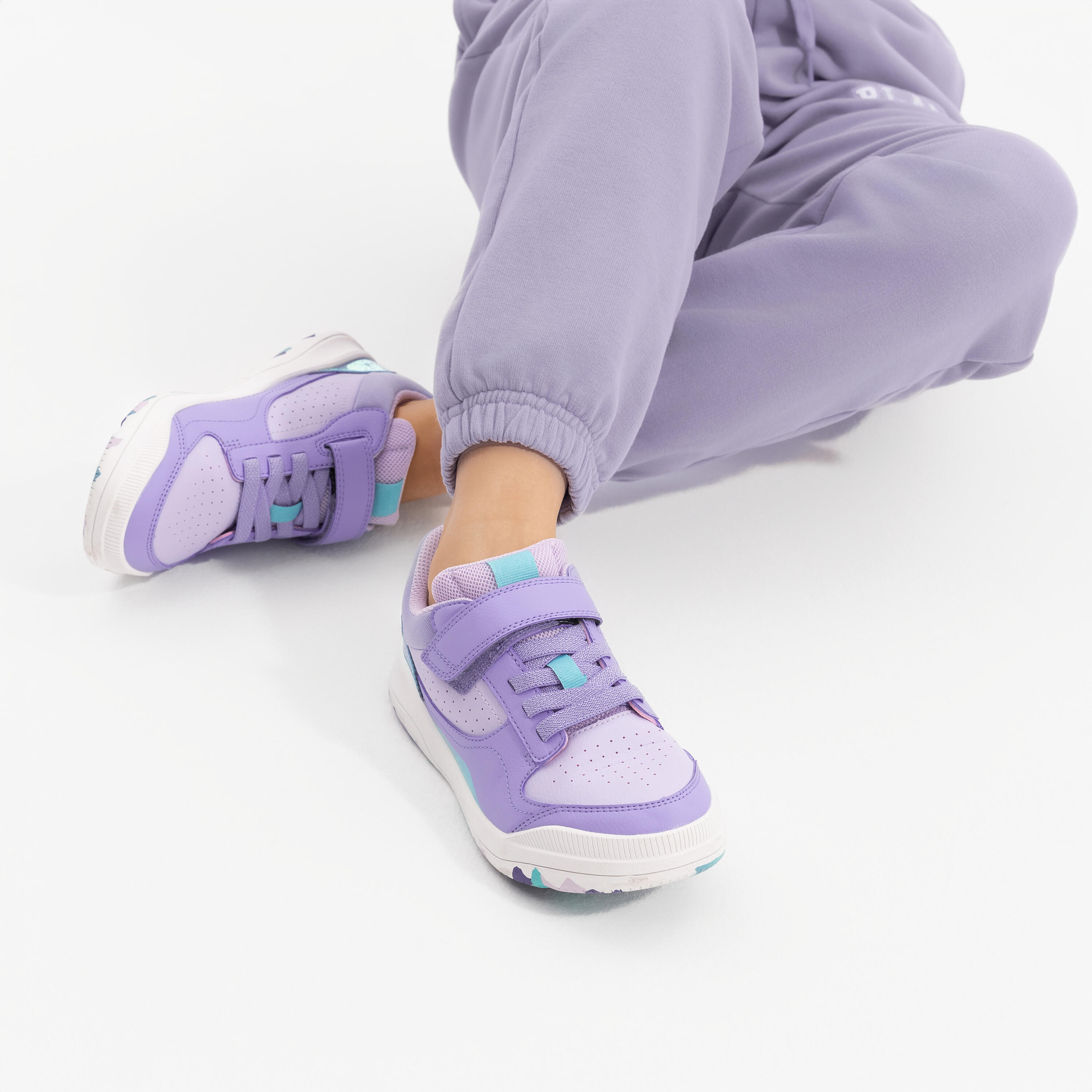 Scarpe da ginnastica bambino PLAYVENTURE YARD resistenti lilla-verde 15/23