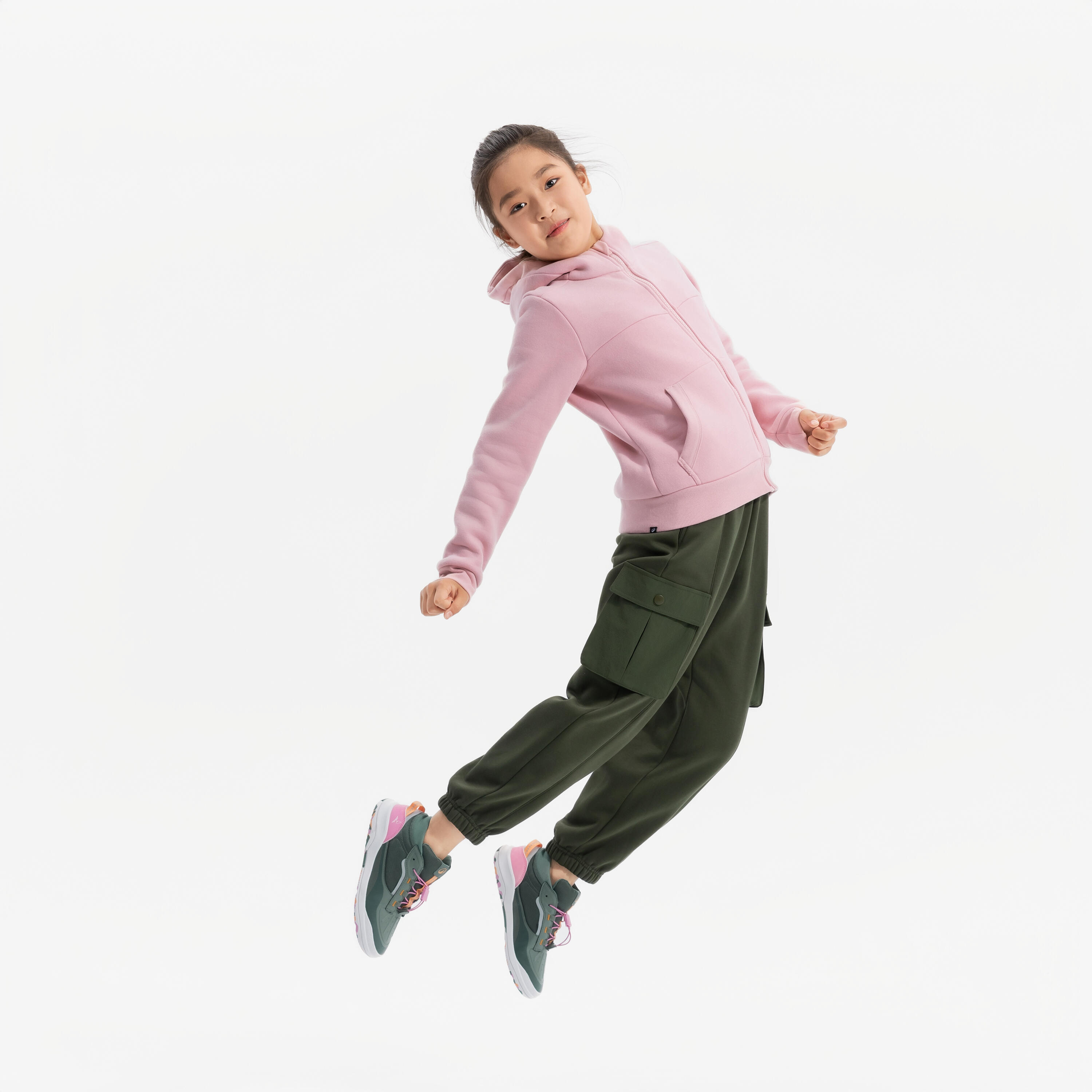 Scarpe da ginnastica bambina multisport impermeabili verde-rosa-arancione 7/19