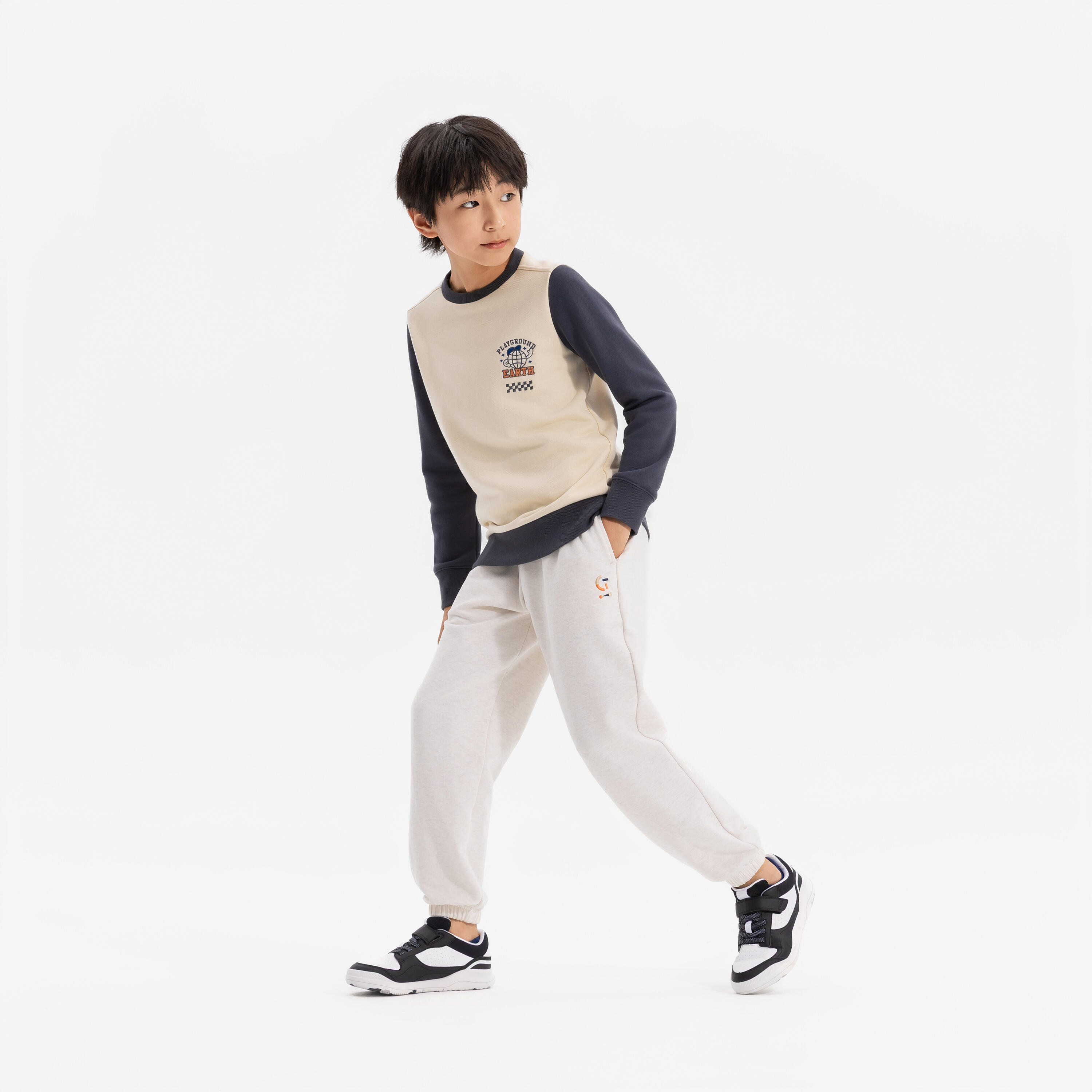 Scarpe da ginnastica bambino PLAYVENTURE YARD resistenti nero-bianco 11/21