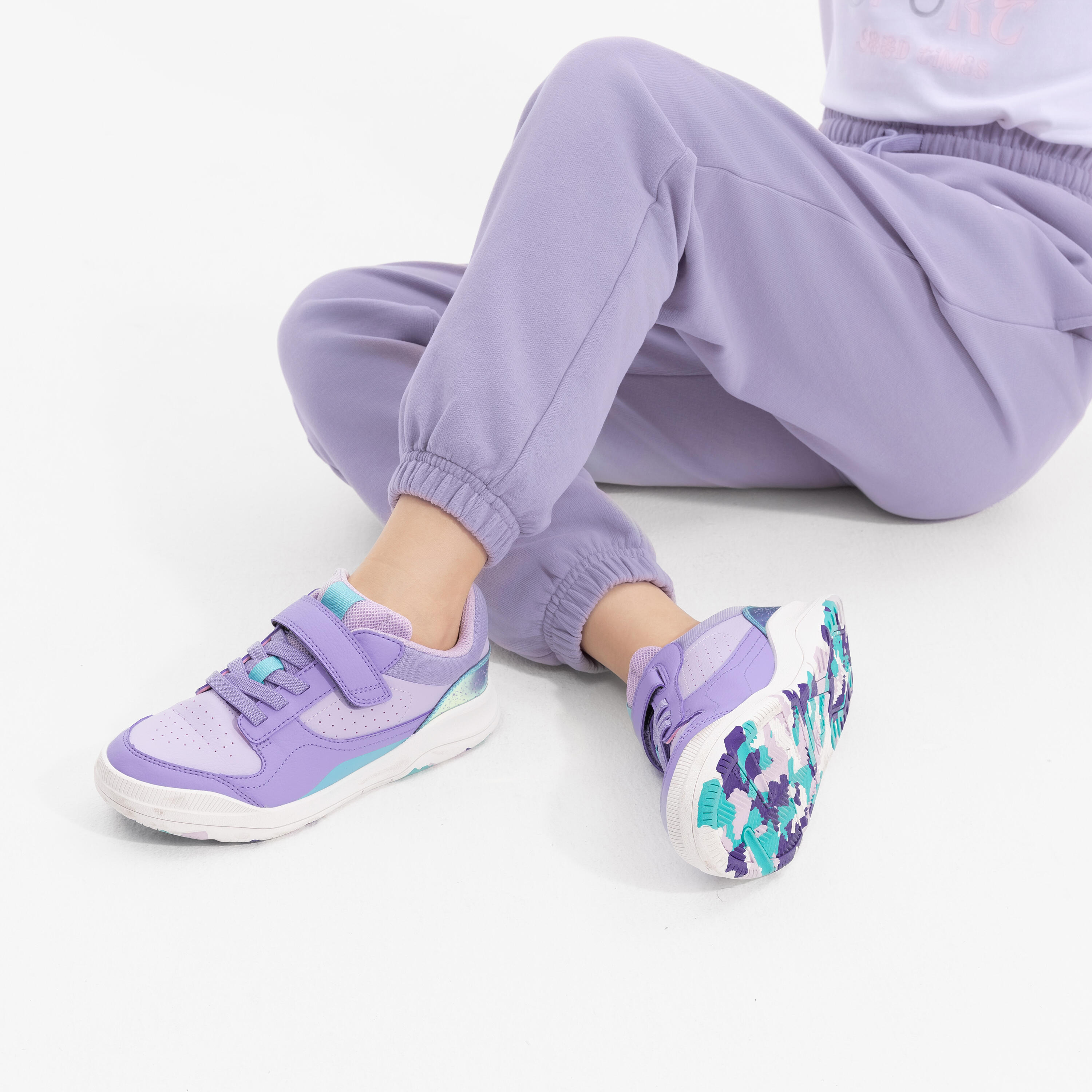 Chaussures de sport à scratch résistantes enfant, Playventure Yard violet
