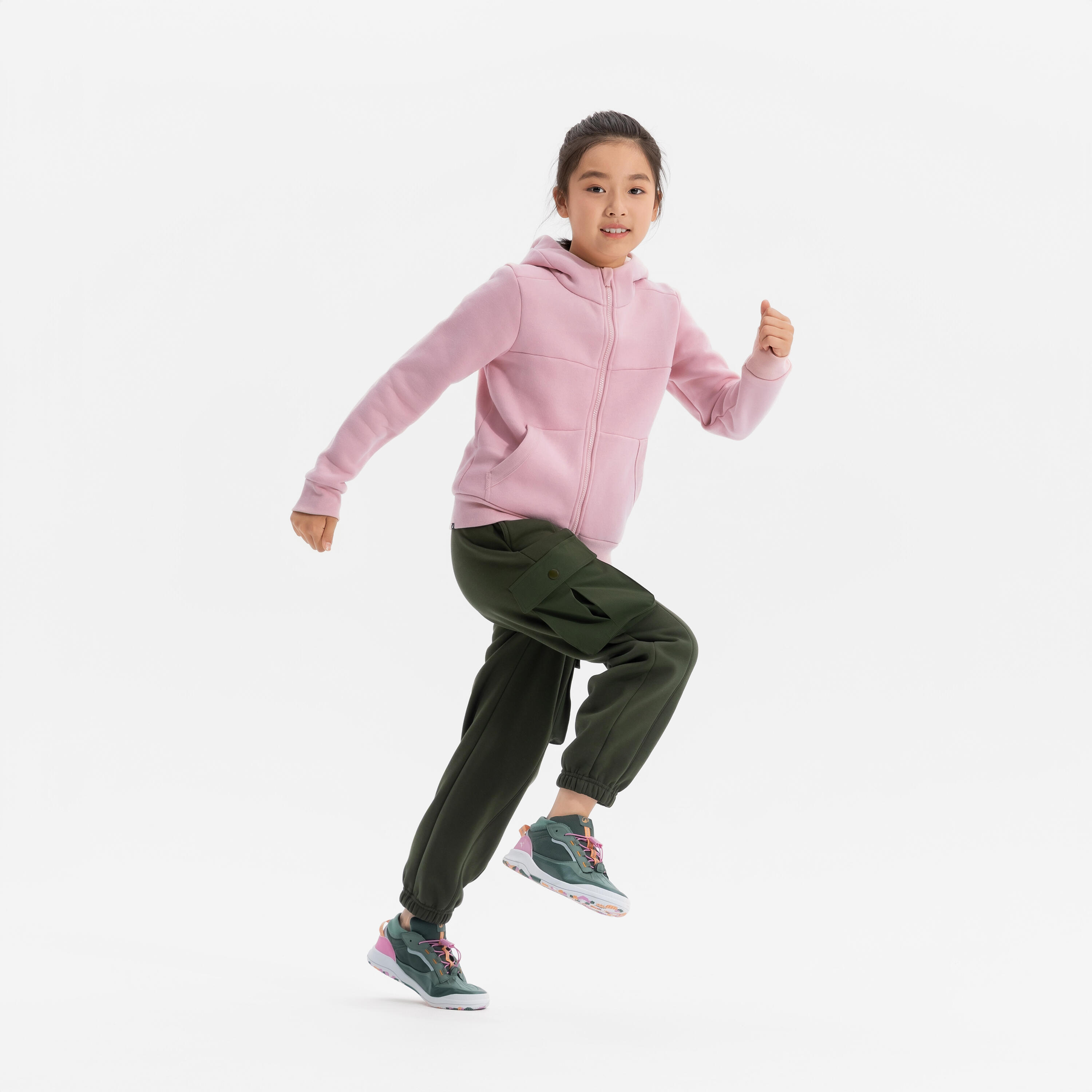 Scarpe da ginnastica bambina multisport impermeabili verde-rosa-arancione 11/19