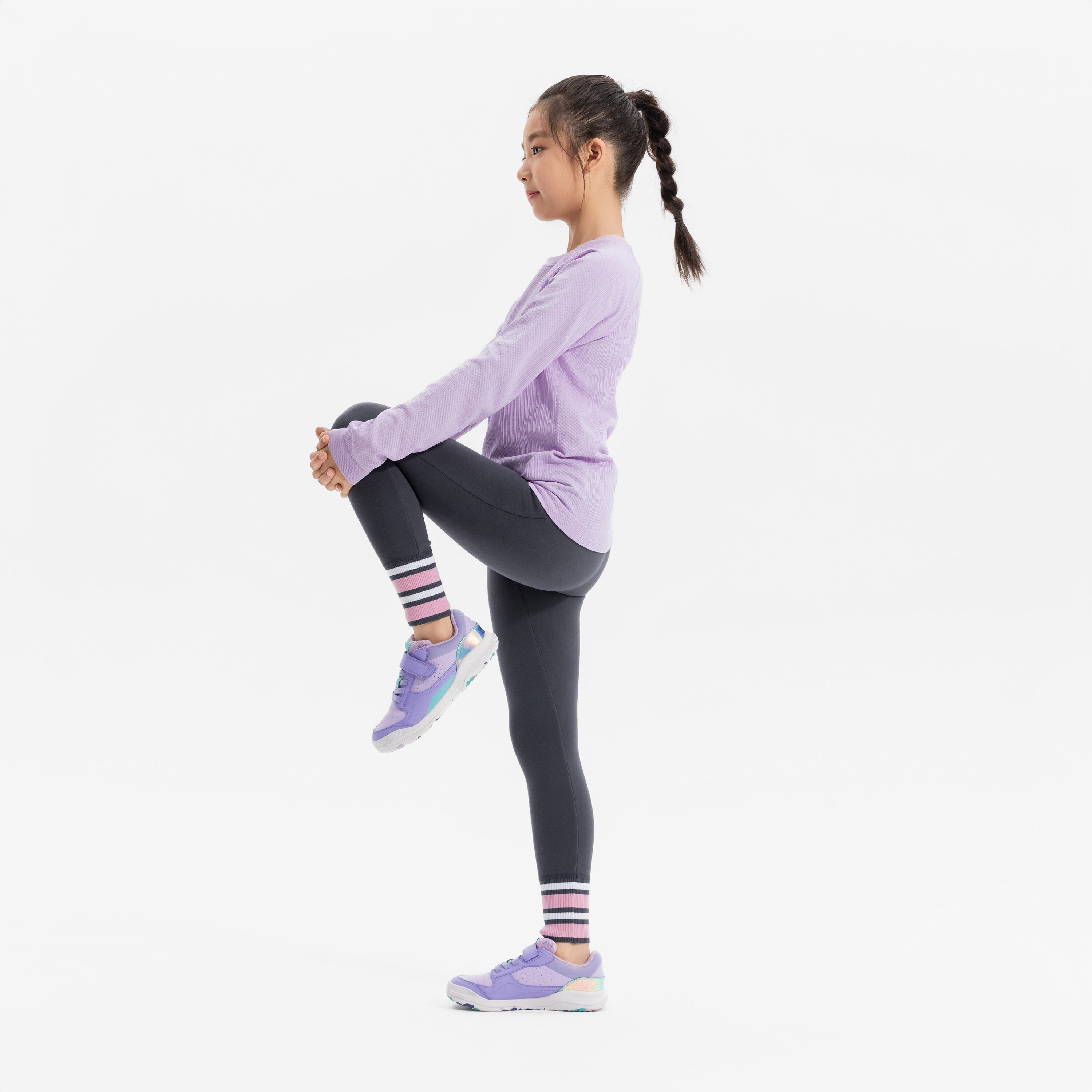 Scarpe da ginnastica bambino PLAYVENTURE YARD resistenti lilla-verde 14/23