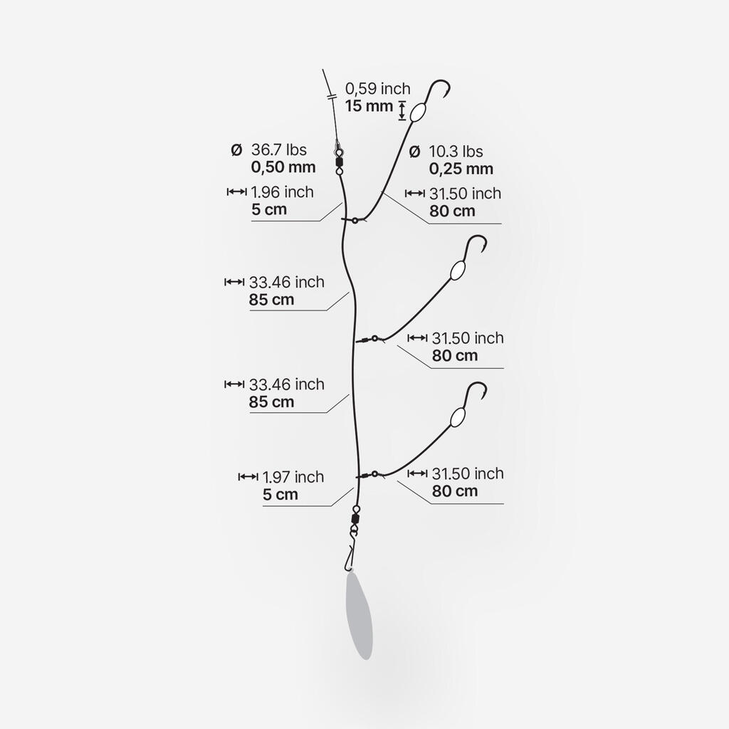 Surfcasting Fishing Line Leader MULLET SW MAR LGT No. 8