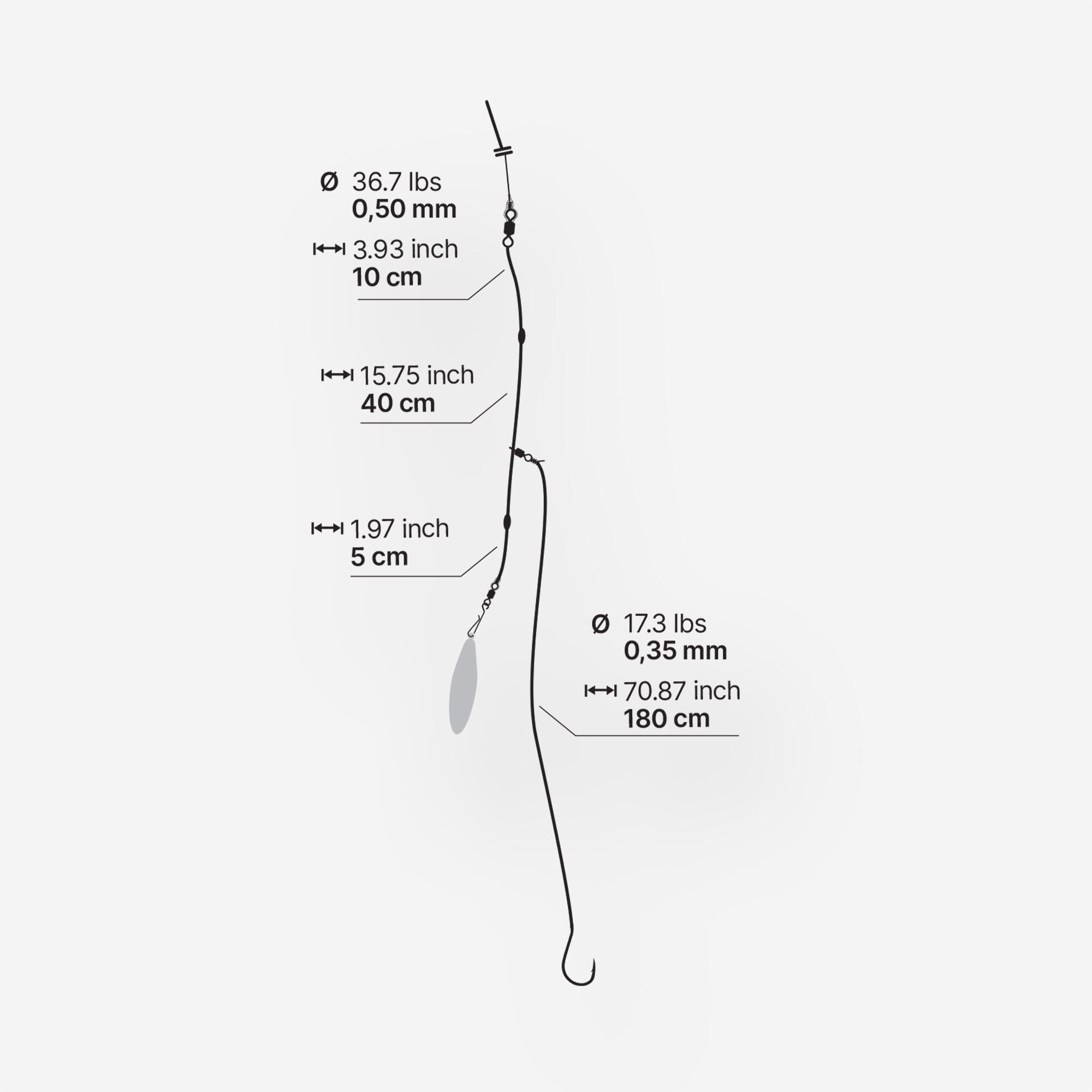 Surfcasting Fishing Line Leader SEABREAM SW SE BR HVY No. 1/0 2/3