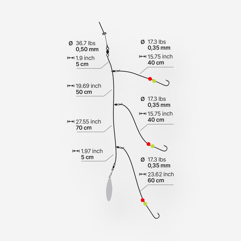 FLAT FISH SURFCASTING RIG NO. 4 HOOK