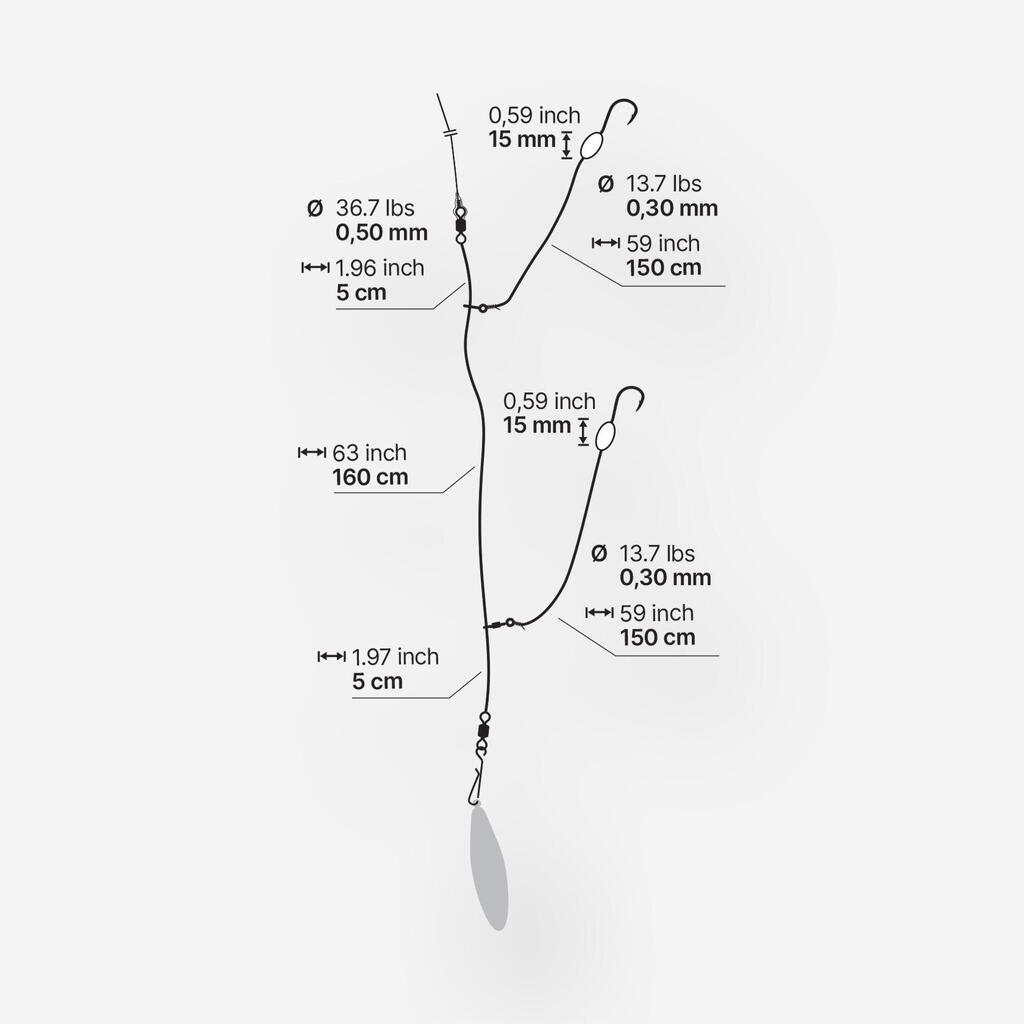 Surfcasting Fishing Line Leader SEABASS SW SE SA HVY No. 2