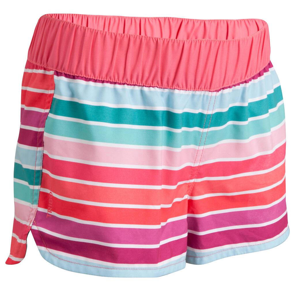 Kurze Mädchen-Boardshorts Gummibund LG Kai, rosa