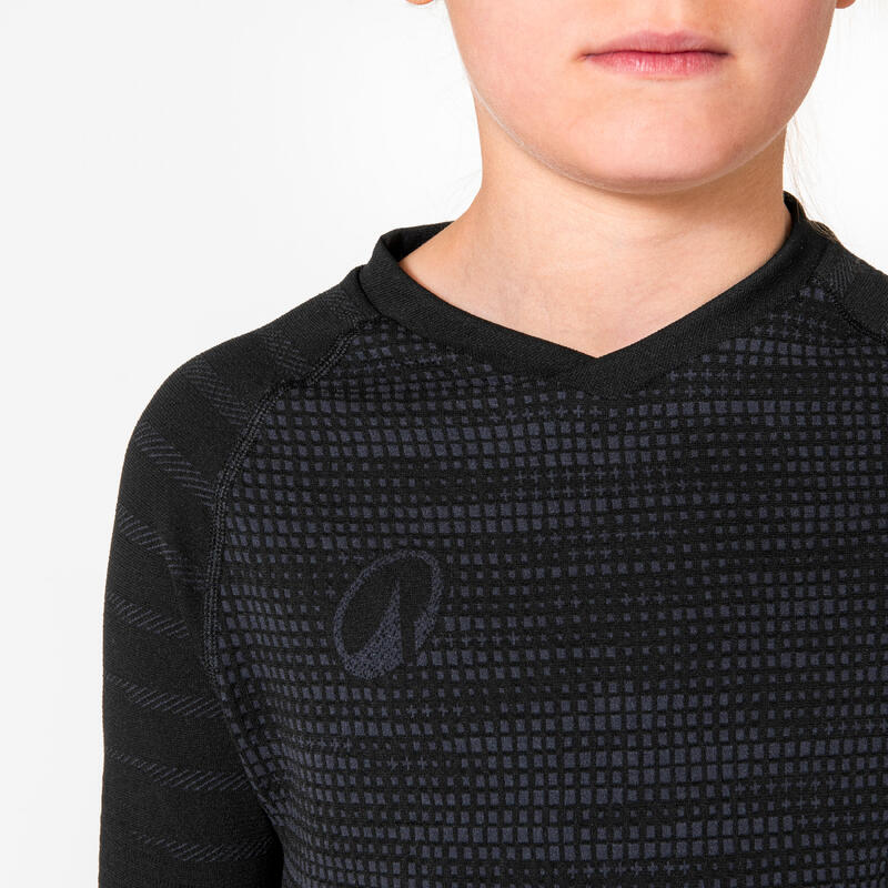 Tricou termic cu mânecă scurtă Keepdry 500 negru copii