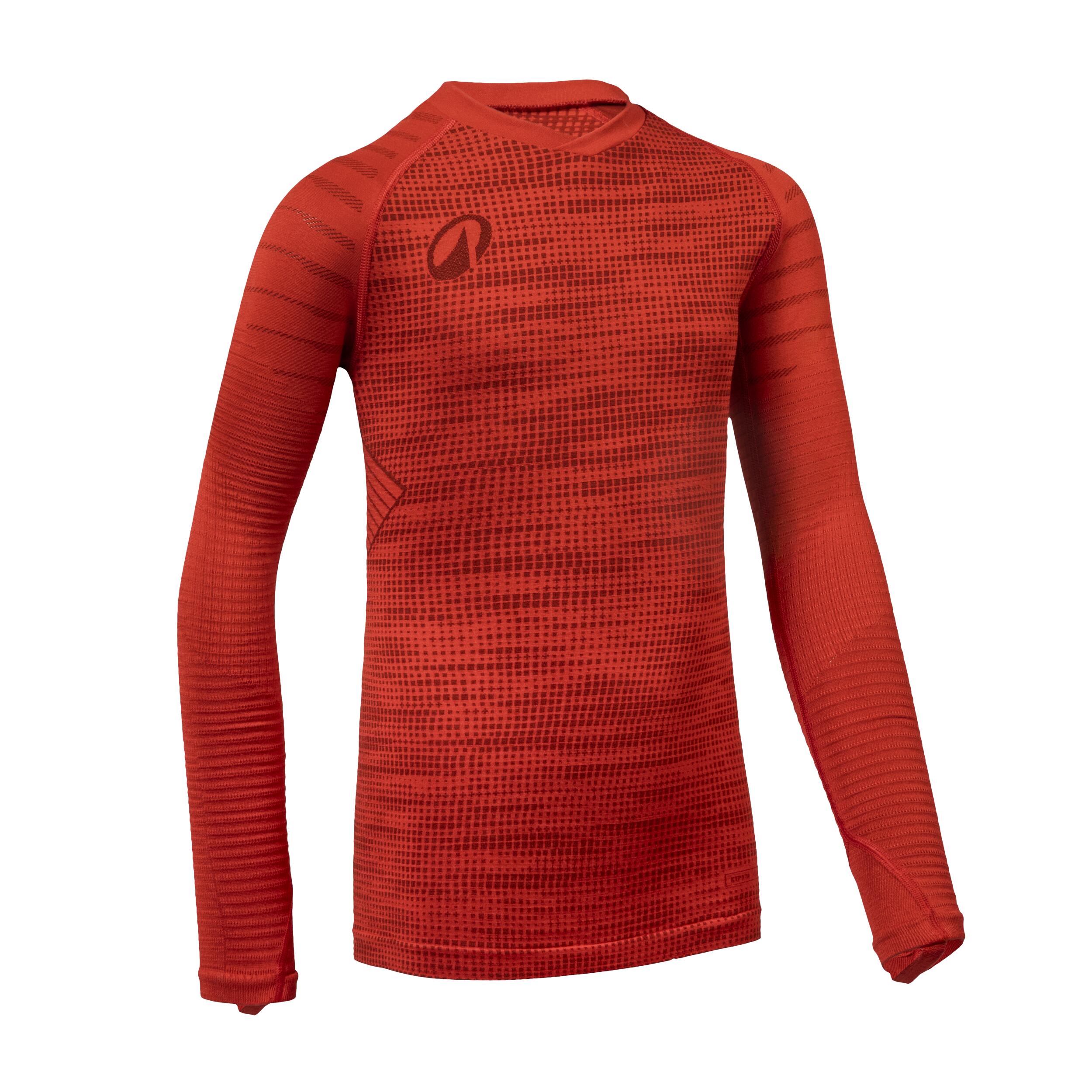 Camiseta térmica de fútbol manga larga Niño Kipsta Keepdry 500 rojo 7/14