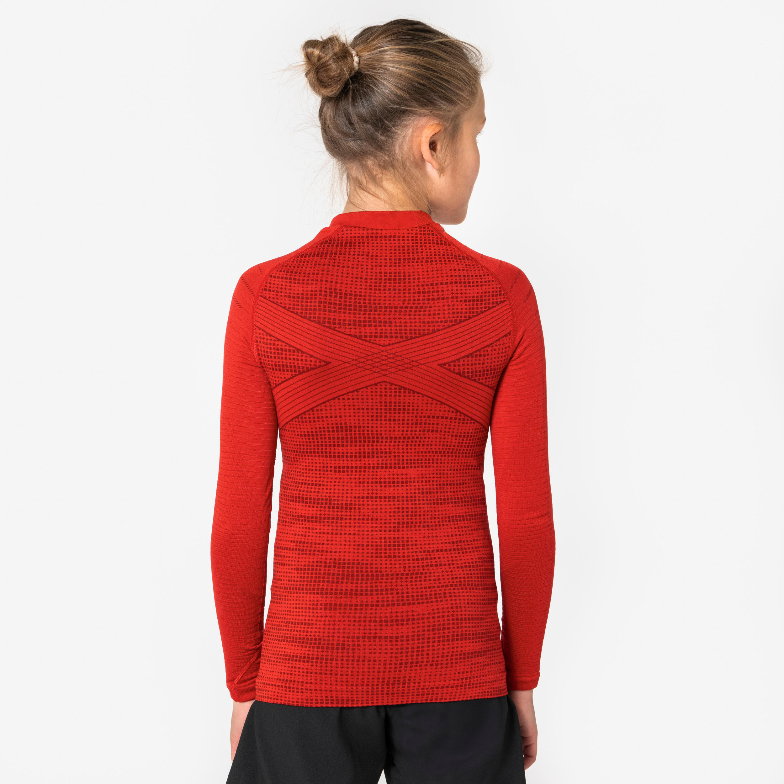 Sous-maillot de foot thermique seamless manches longues enfant, Keepdry rouge 6/13