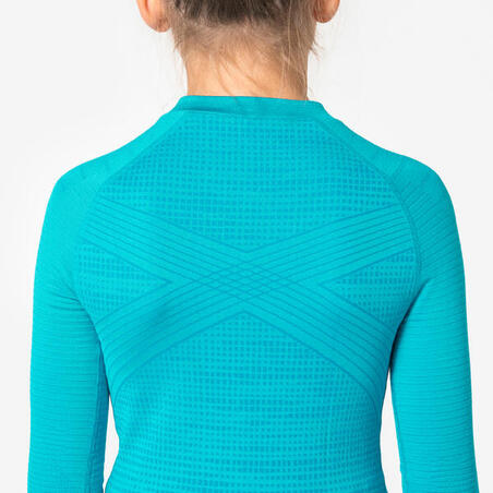 Термофутболка дитяча Keepdry з довгими рукавами для футболу безшовна синя