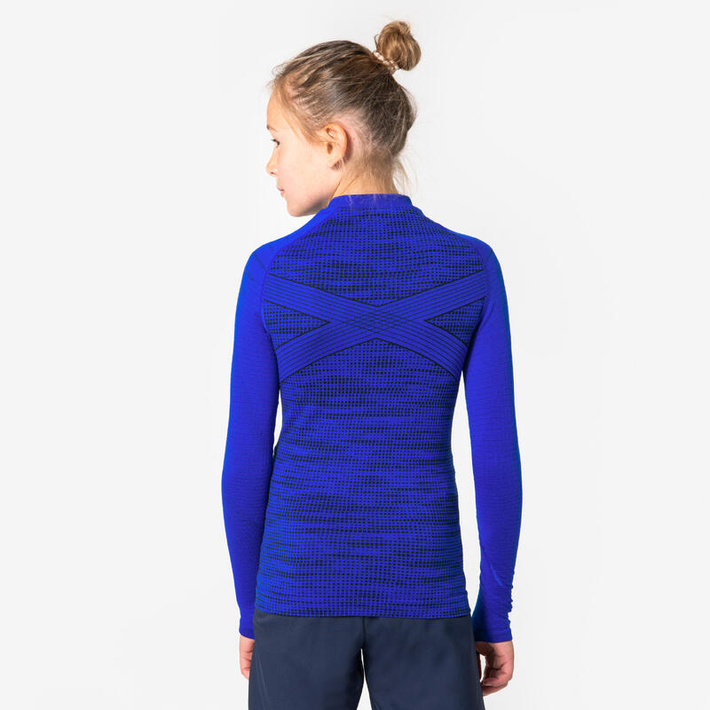 Sous-vetement thermique haut manches longues  enfant bleu indigo keepdry 500