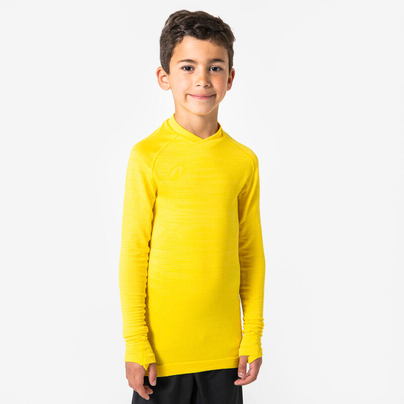 Kinder Fussball Funktionsshirt langarm - Keepdry 500 gelb