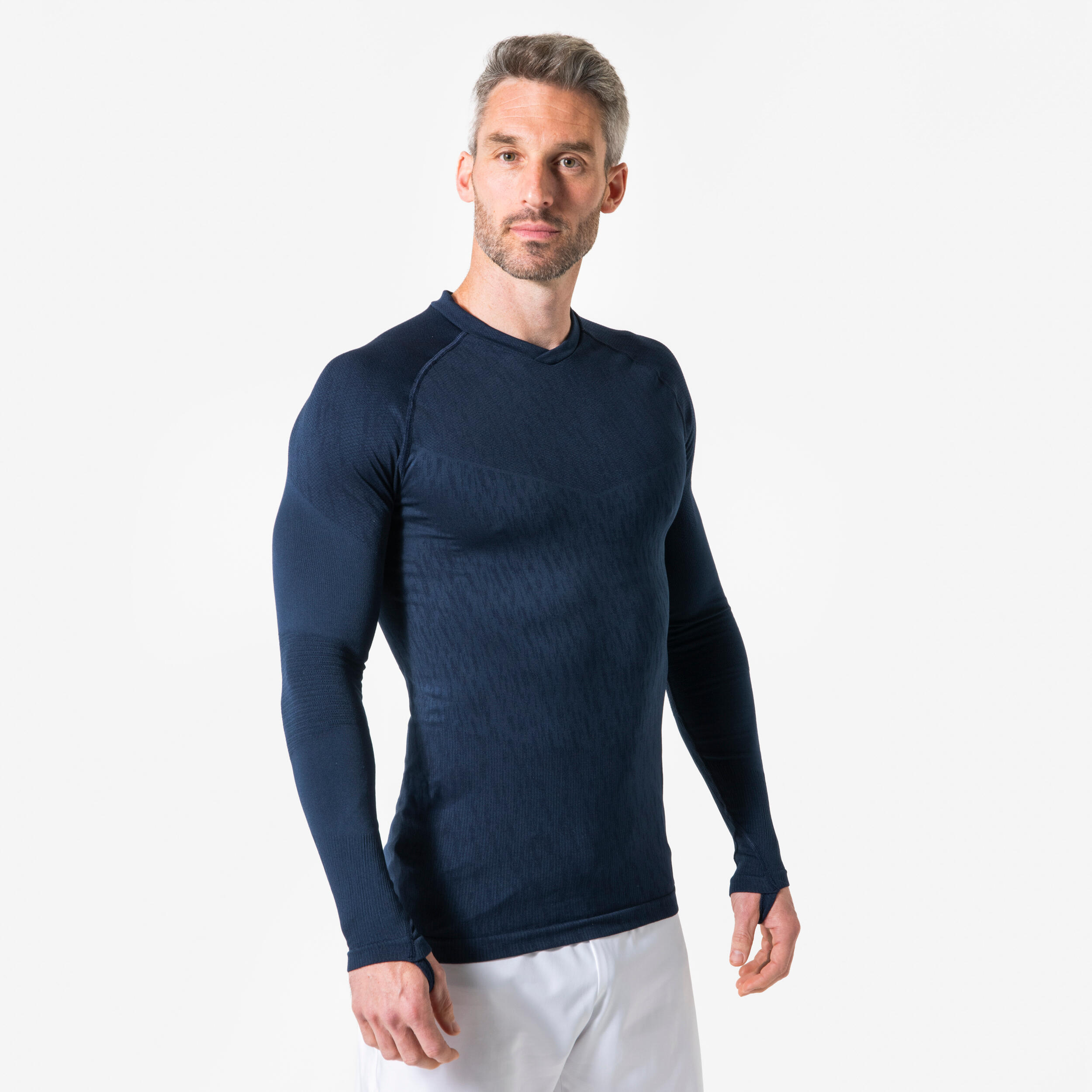 KIPSTA Thermoshirt met lange mouwen volwassenen Keepdry marineblauw