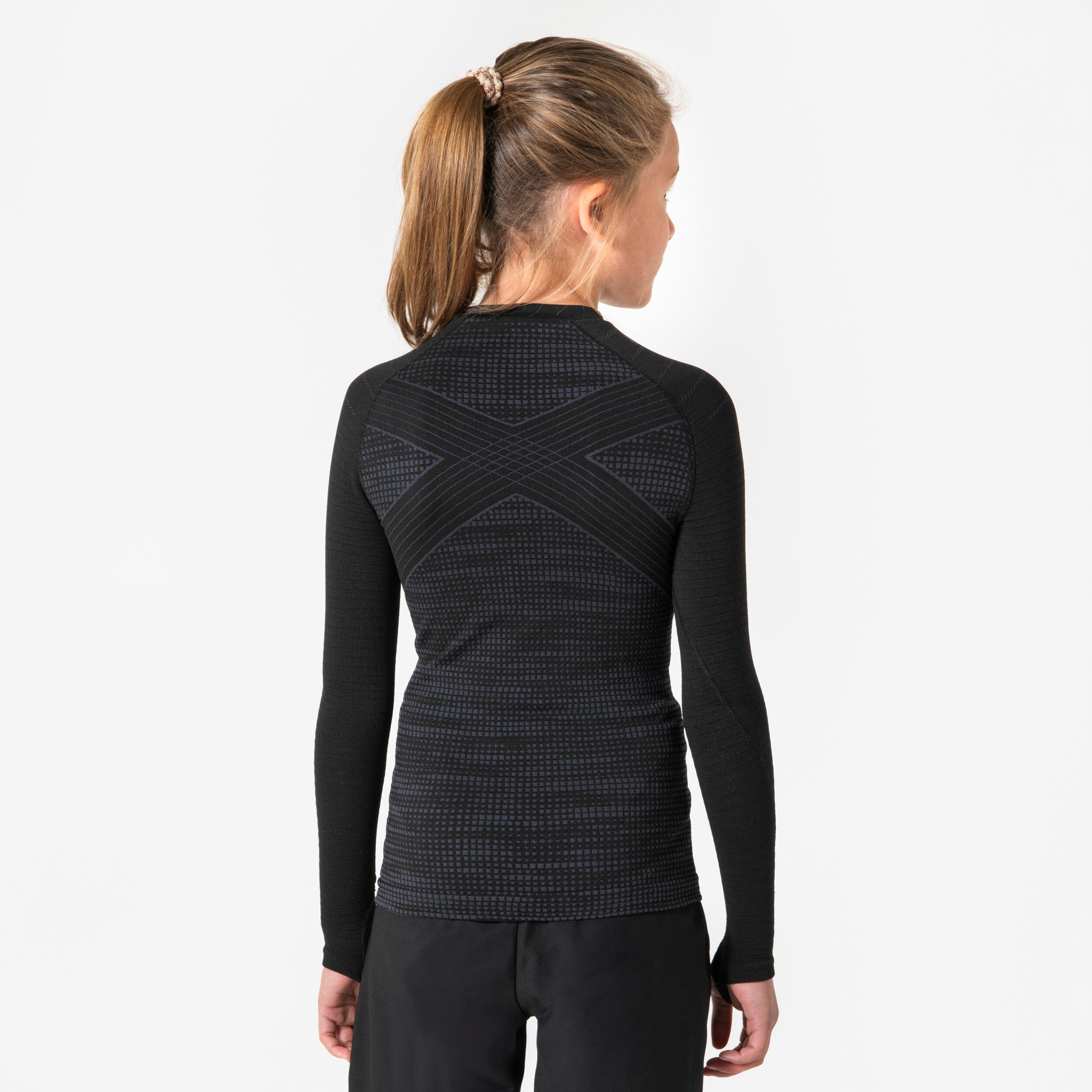 Kinder Seamless Langarm Thermo-Fussballunterziehshirt, Keepdry schwarz 5/10