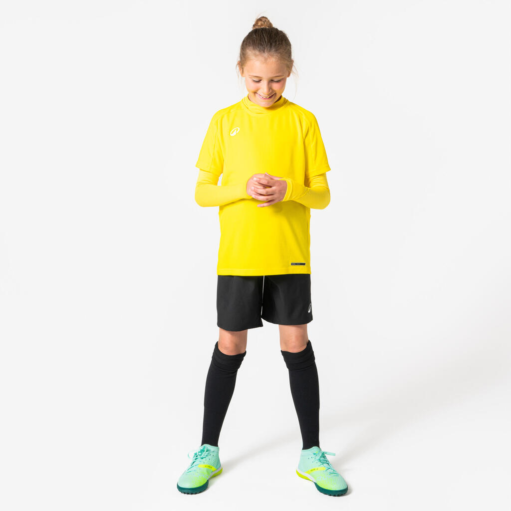 Bērnu futbola termiskais apakškrekls “Keepdry 500” ar garām piedurknēm, dzeltens