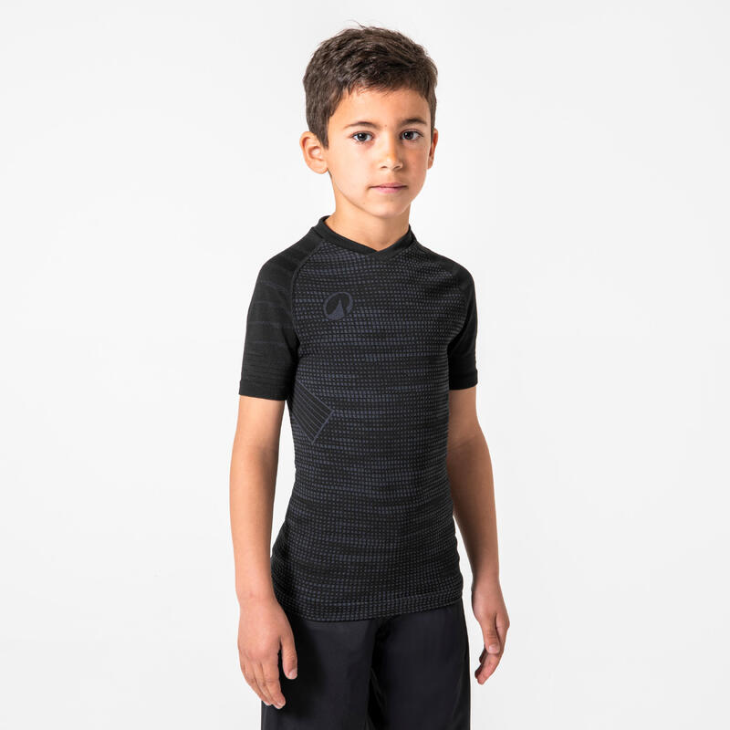 Tricou termic cu mânecă scurtă Keepdry 500 negru copii