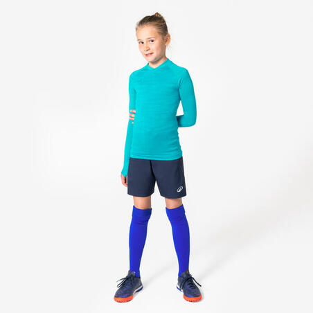 Термофутболка дитяча Keepdry з довгими рукавами для футболу безшовна синя