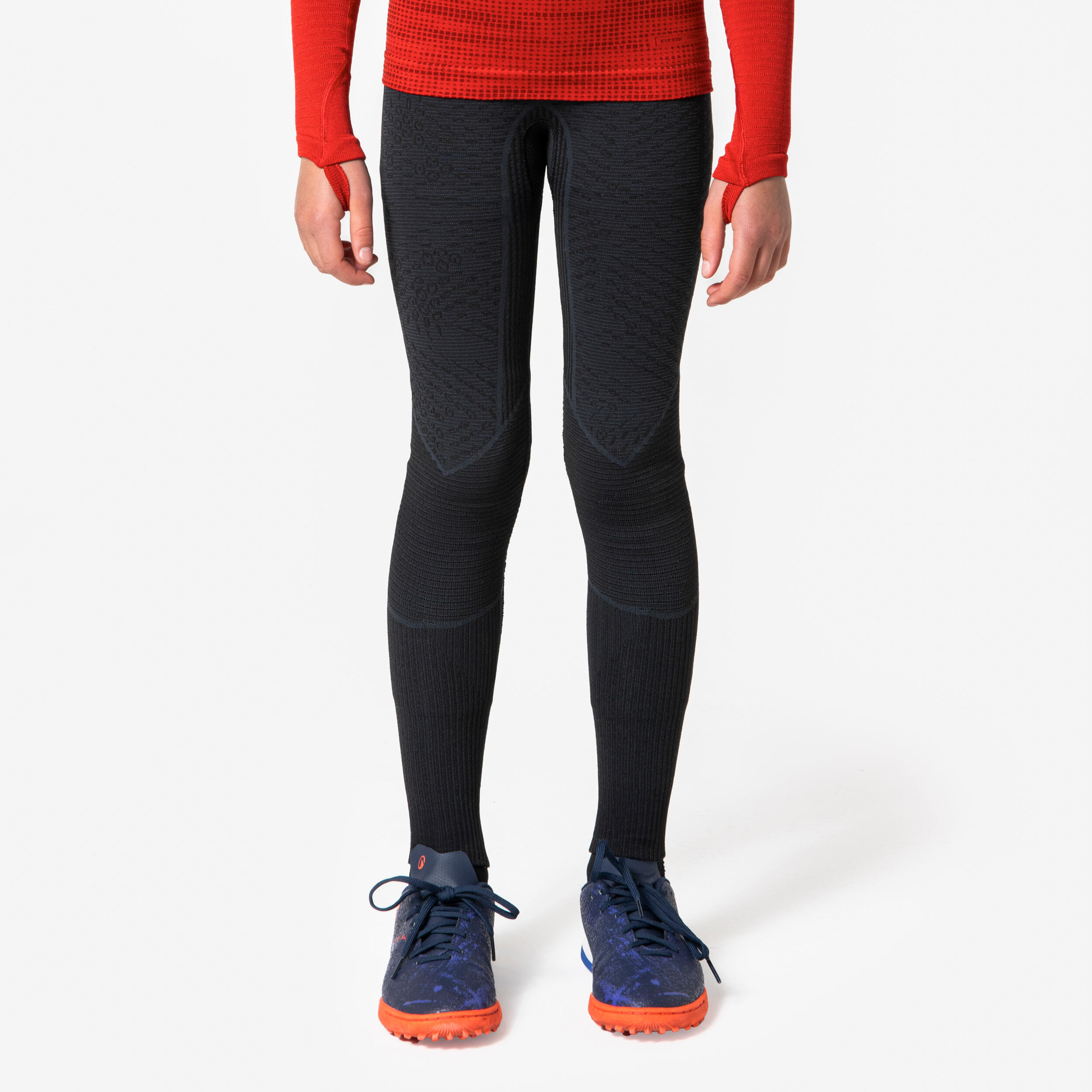 Kinder-Fussball-Tights Keepdry Warm schwarz 2/6