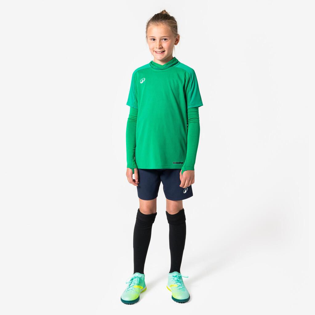 Detské futbalové tričko Keepdry 500 s dlhými rukávmi žlté