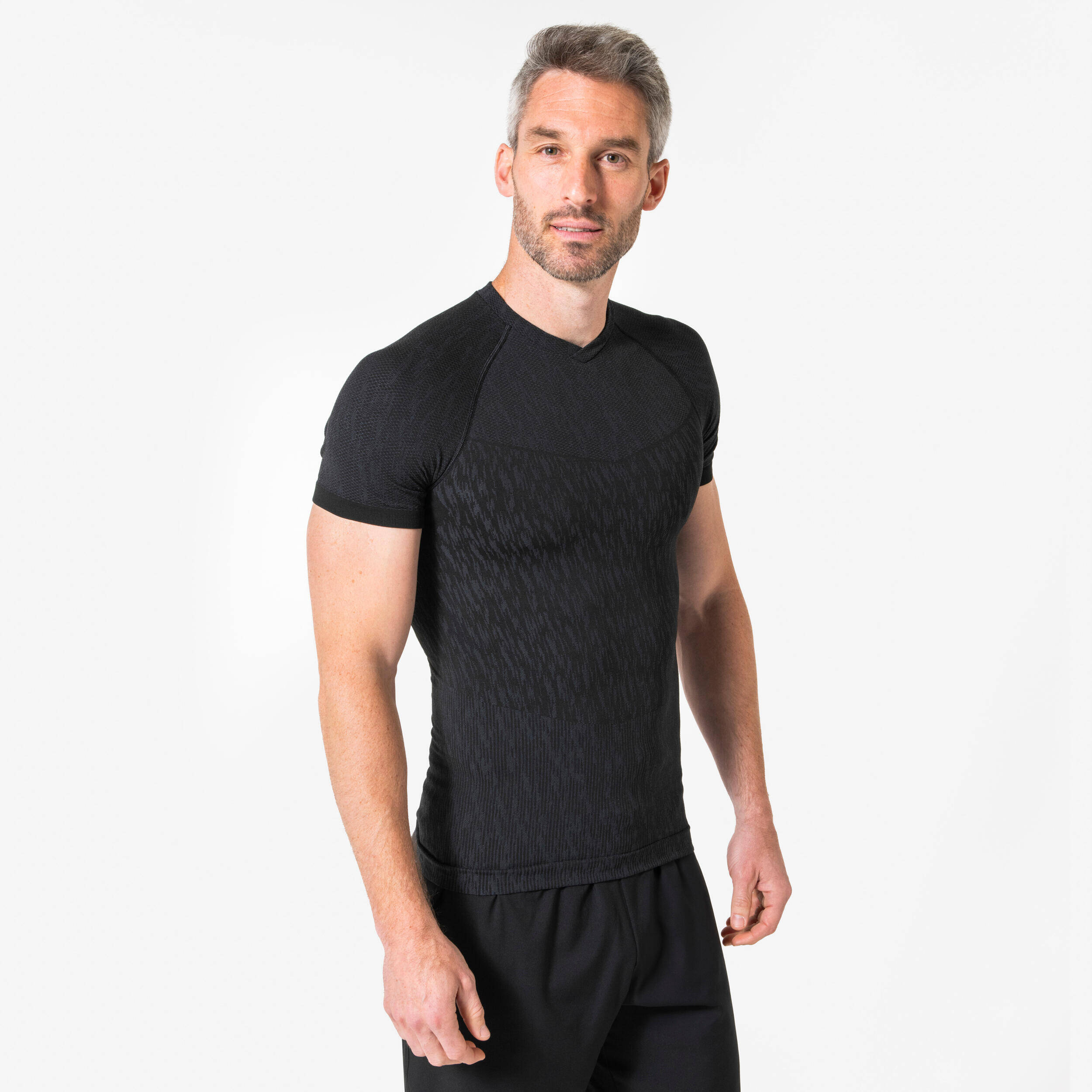 Unisex Football Half Sleeve Compression Tshirt Warm Keepdry - Black -  2