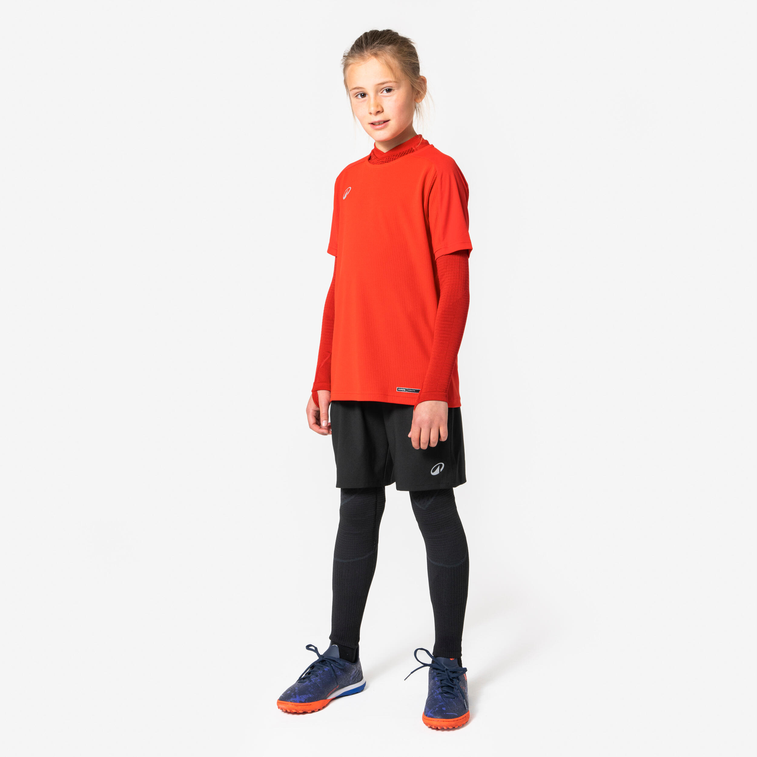 Kinder-Fussball-Tights Keepdry Warm schwarz 3/6