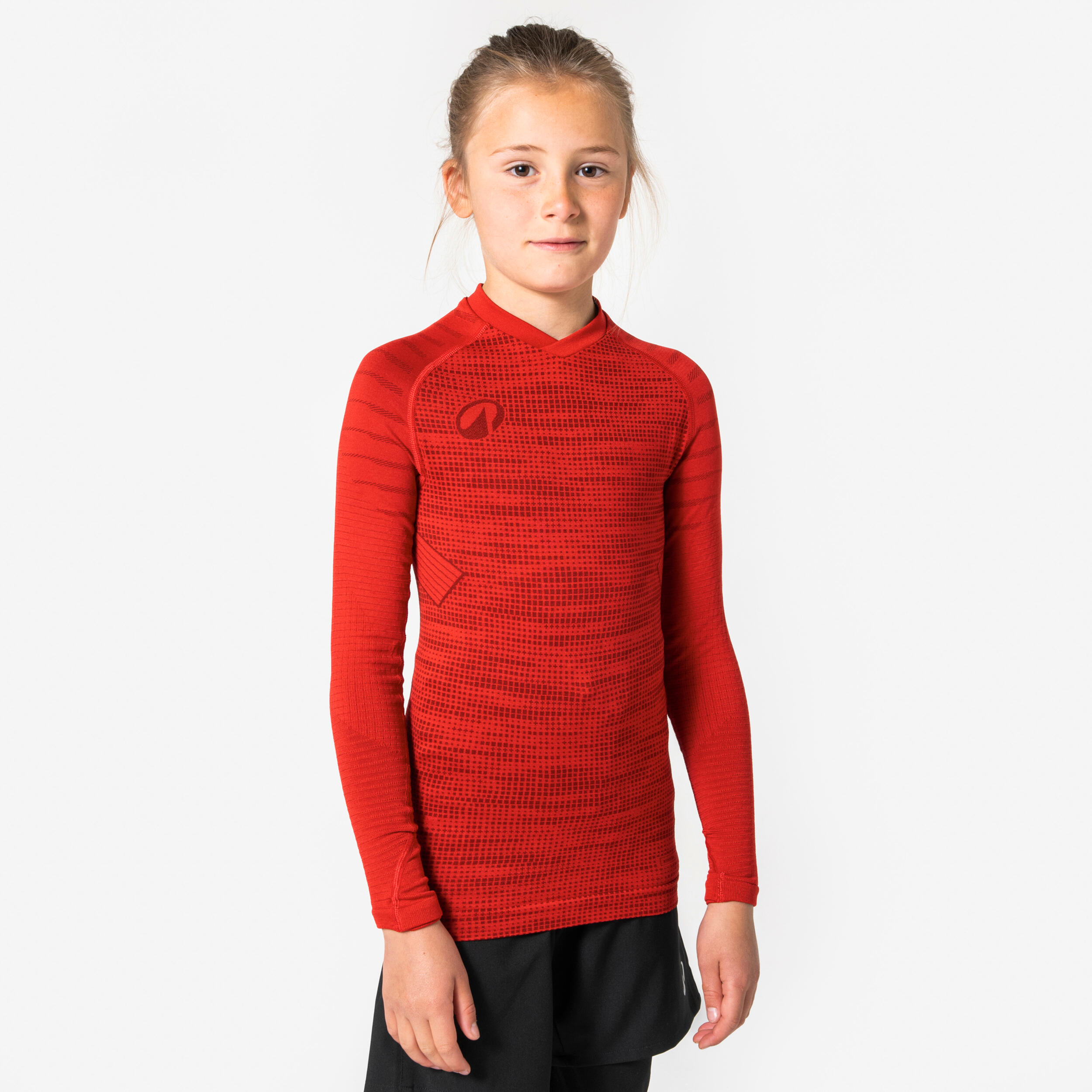 Sous-maillot de foot thermique seamless manches longues enfant, Keepdry rouge 4/13