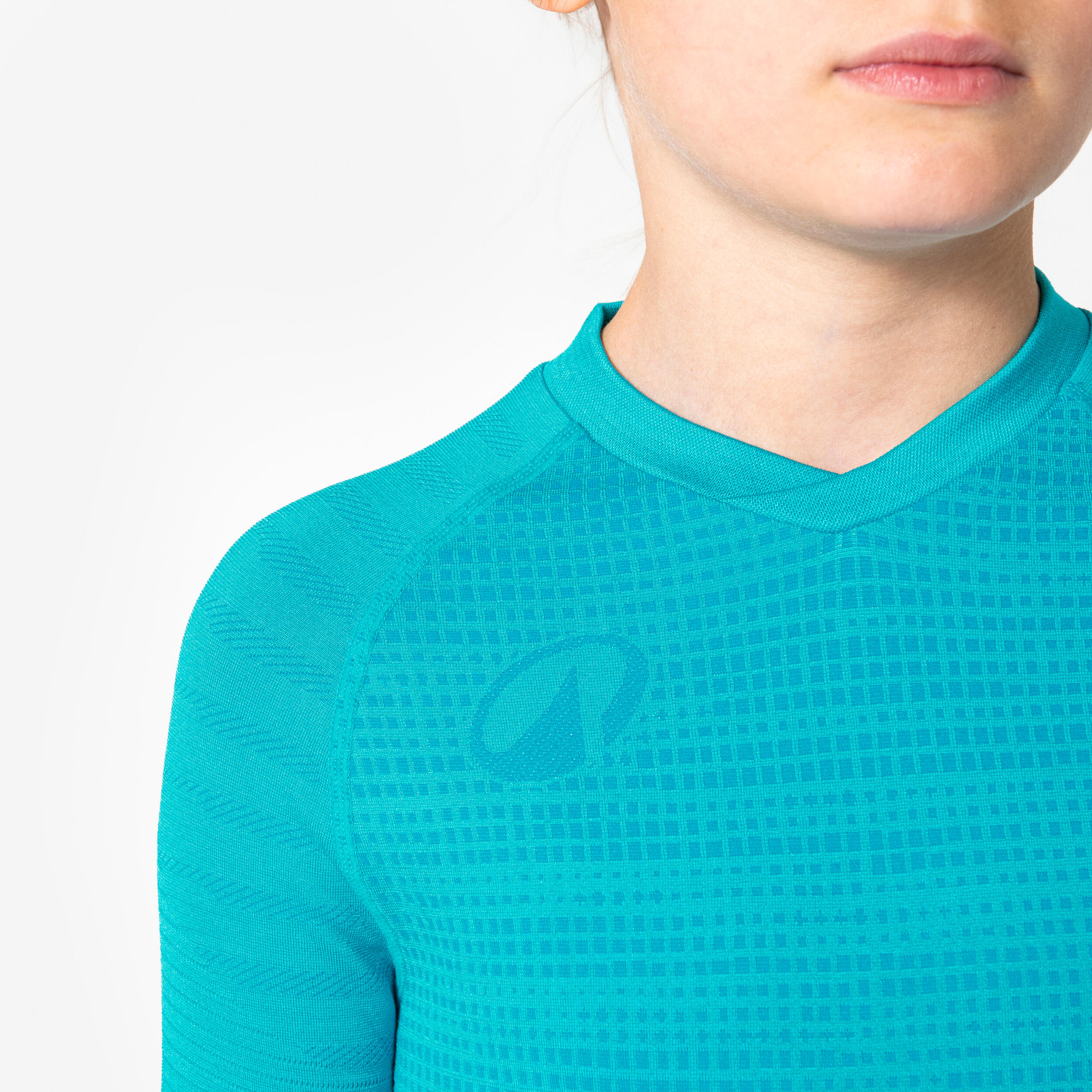 Kinder Seamless Langarm Thermo-Fussballunterhemd, Keepdry blau 7/9