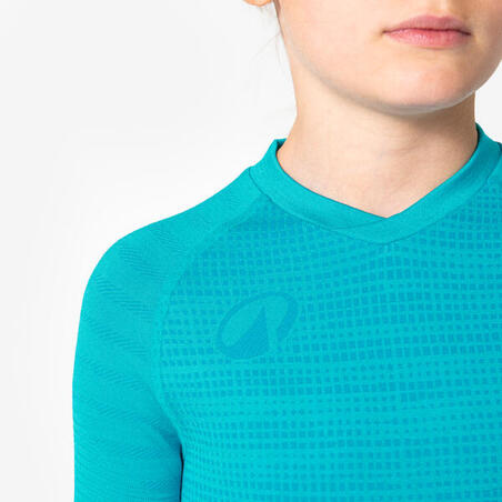 Термофутболка дитяча Keepdry з довгими рукавами для футболу безшовна синя