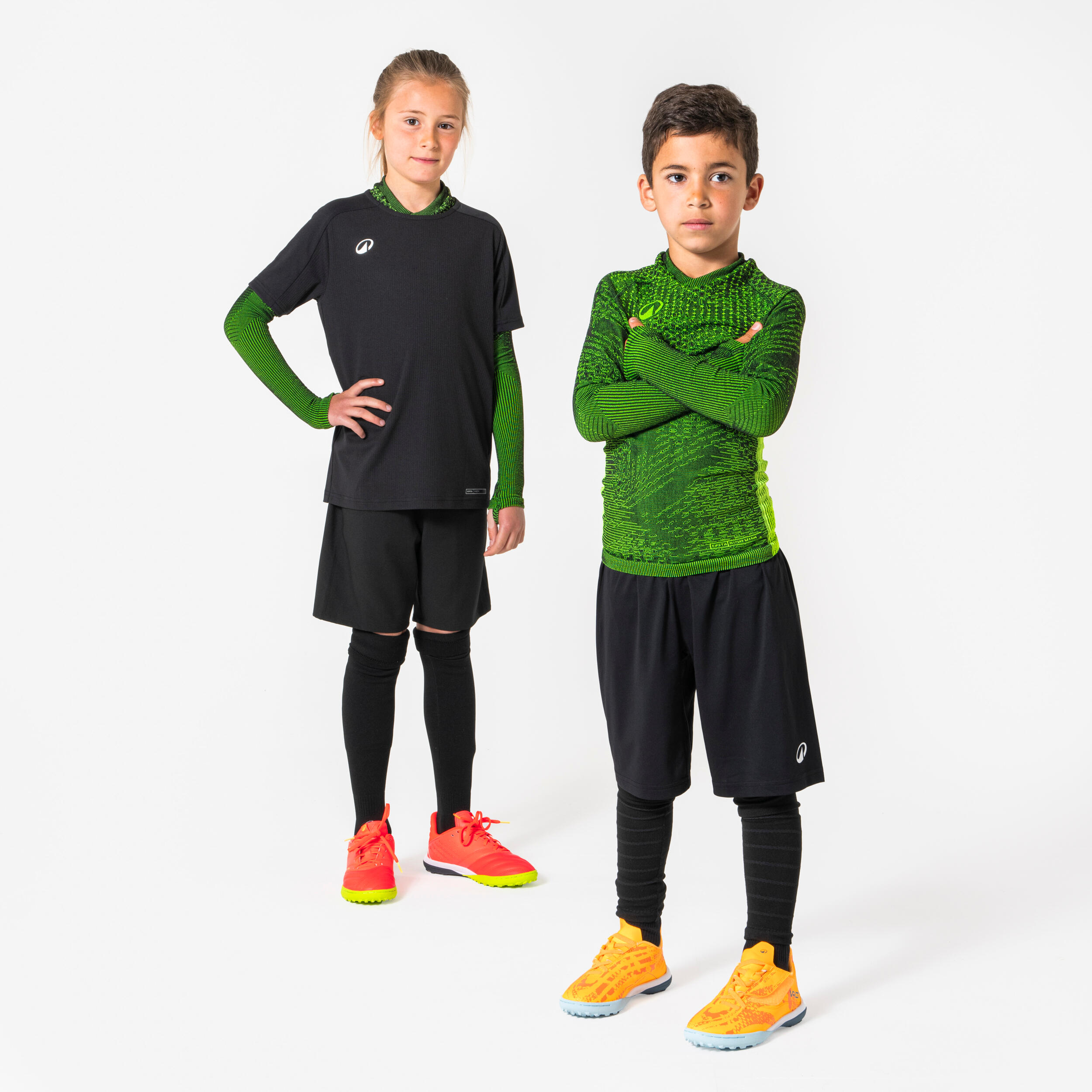 KIPSTA Maglia termica calcio bambini KEEPDRY WARM verde