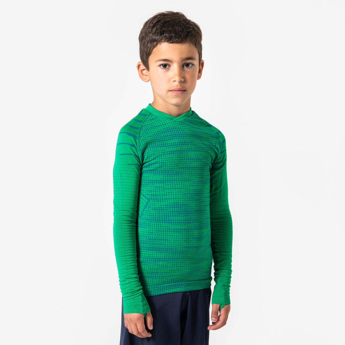 Sous-vetement thermique haut manches longues  enfant vert keepdry 500