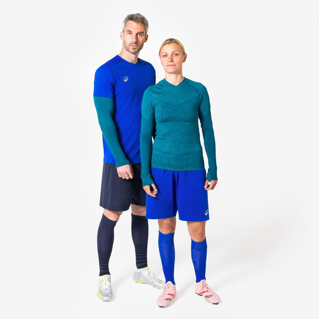Unisex Football Long-Sleeved Seamless Thermal Base Layer Top Keepdry - Peacock