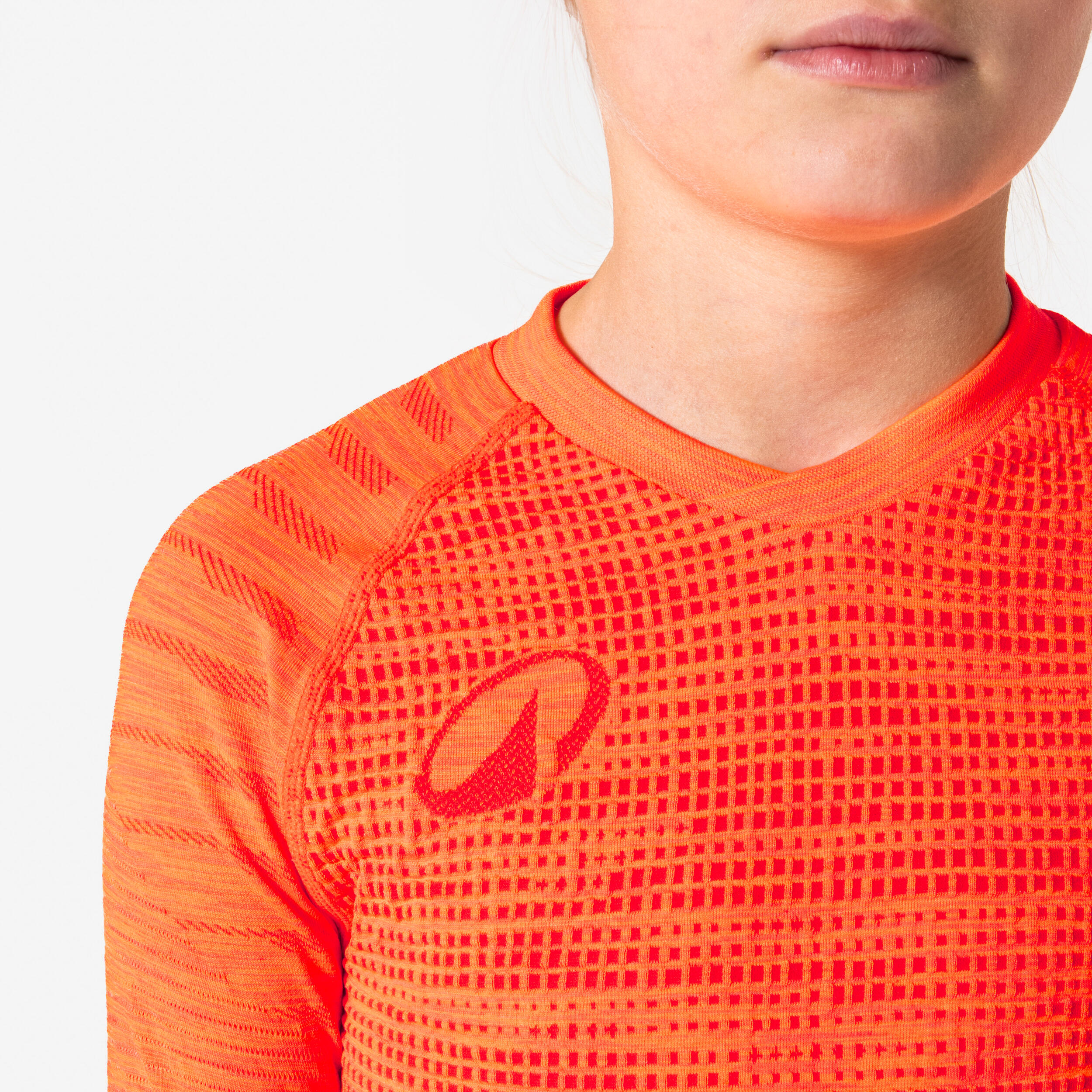 Thermoshirt met lange mouwen voor kinderen Keepdry 500 oranje space 6/8