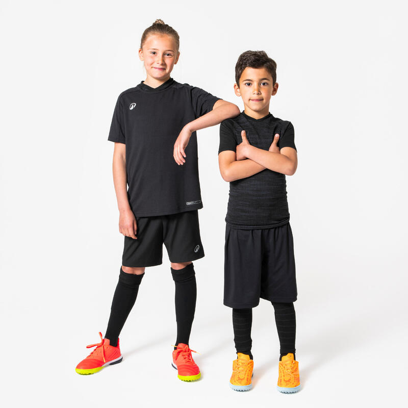 KINDERTHERMOSHIRT MET KORTE MOUWEN KEEPDRY 500 ZWART