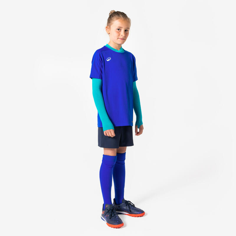 Bluză de fotbal termică, fără cusături, cu mânecă lungă, Keepdry Albastru Copii