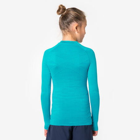 Термофутболка дитяча Keepdry з довгими рукавами для футболу безшовна синя