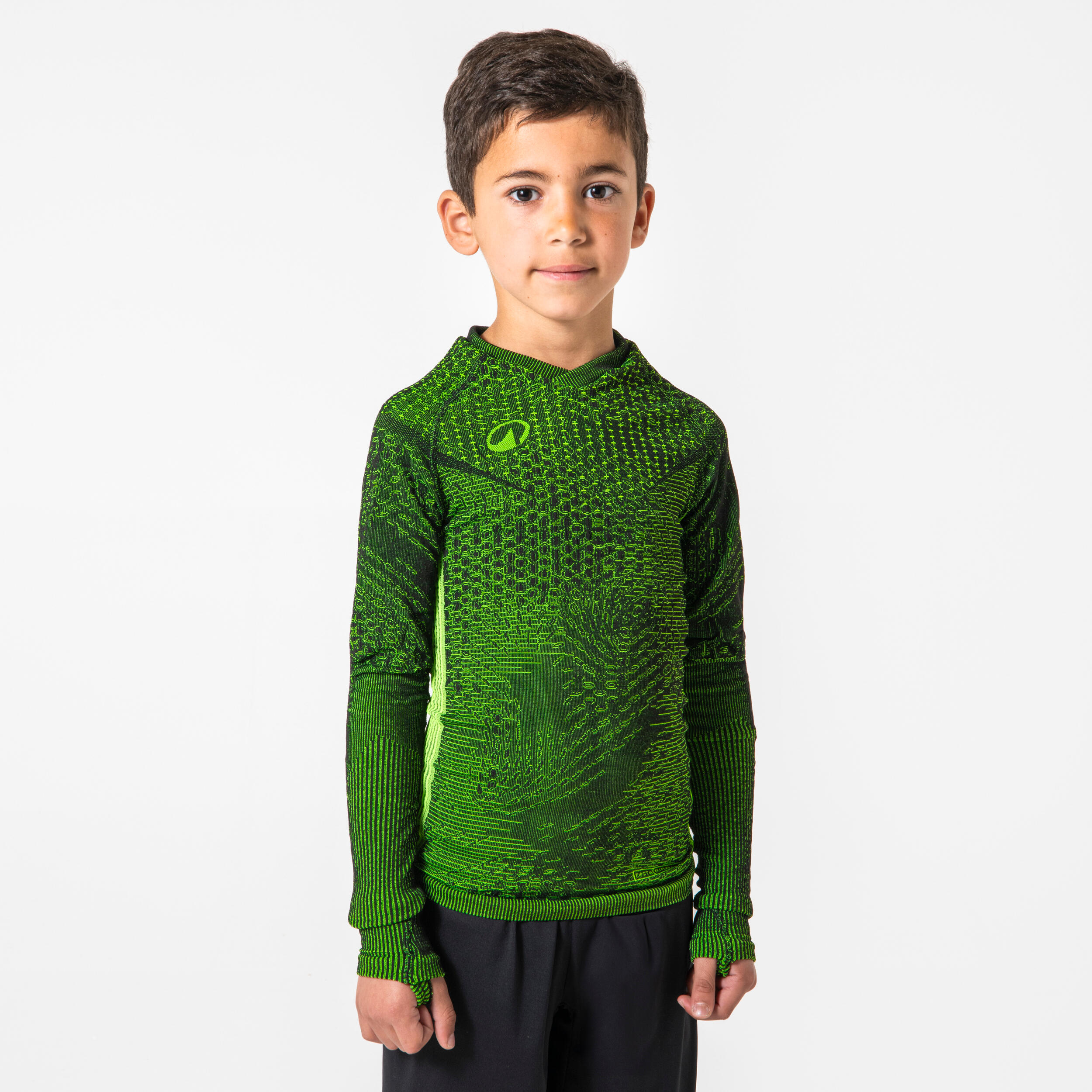 KIPSTA Detské termotričko Keepdry Warm čierne 113-122 cm