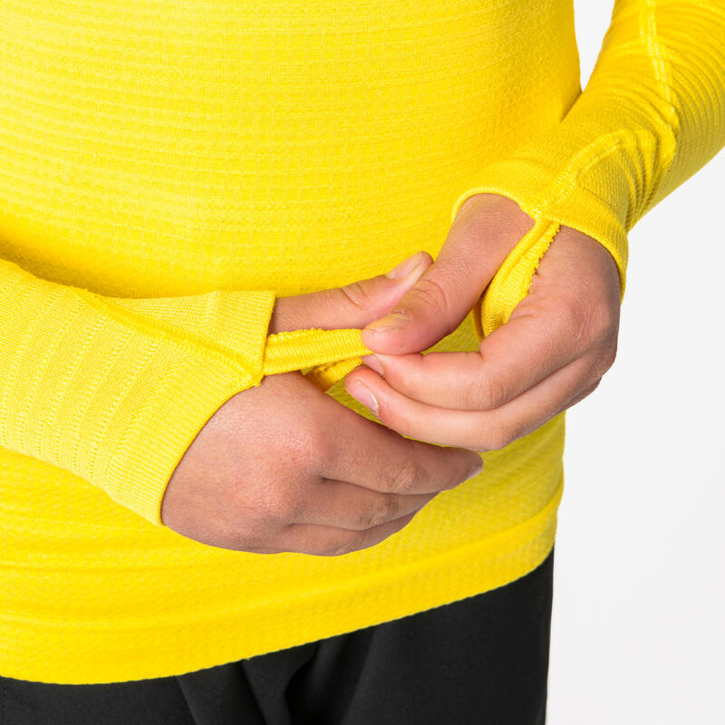 Sous-vetement thermique haut manches longues  enfant jaune keepdry 500