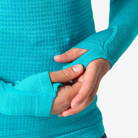 Термофутболка дитяча Keepdry з довгими рукавами для футболу безшовна синя