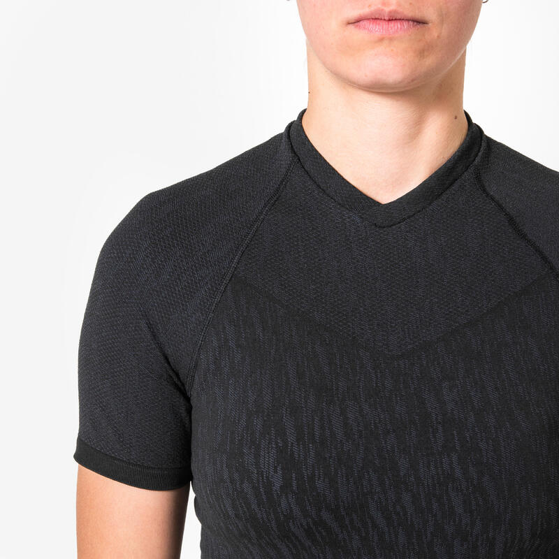 Bluză termică pentru fotbal, mânecă scurtă, Keepdry negru unisex